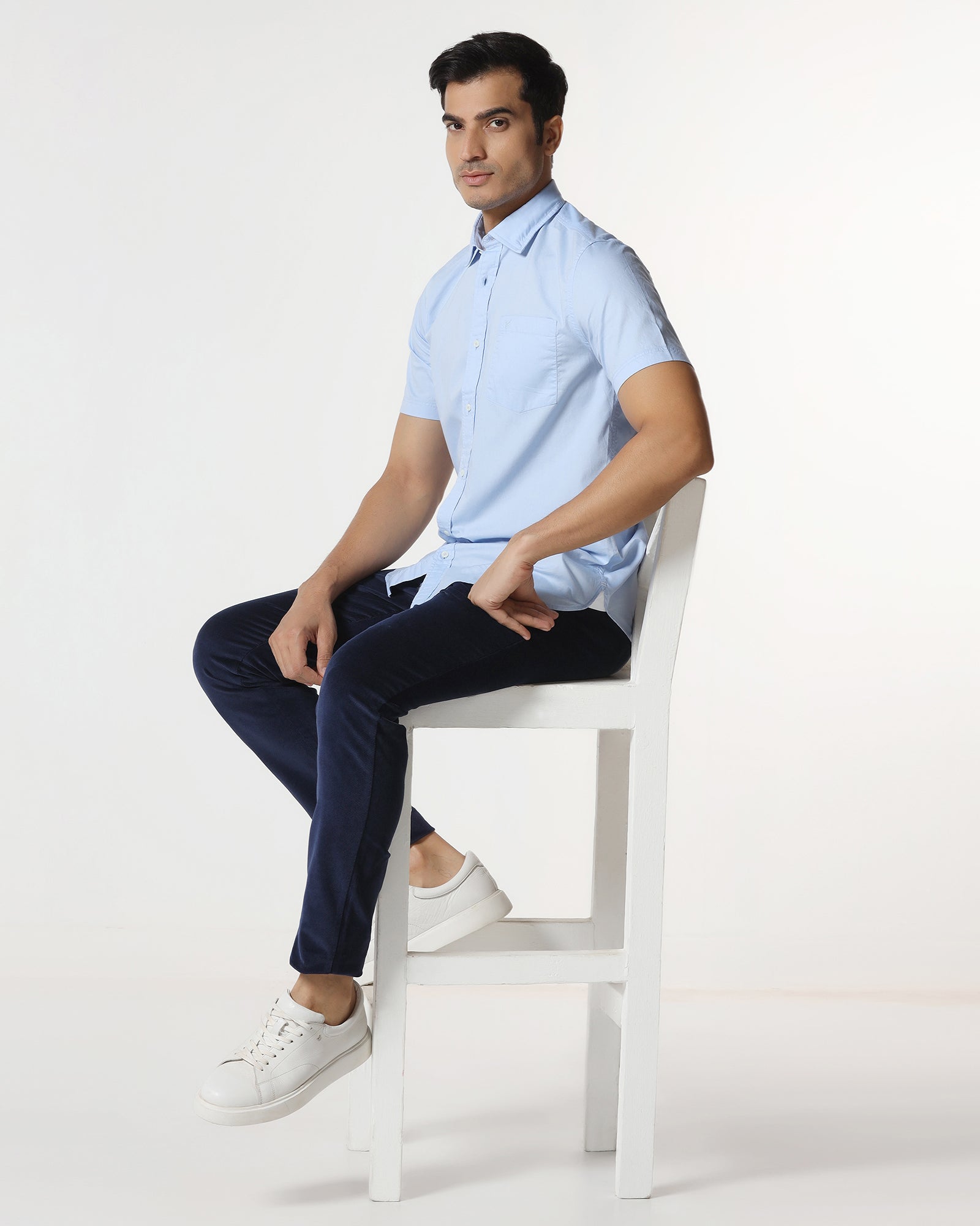 Navy Corduroy Solid Khakis - Fraser