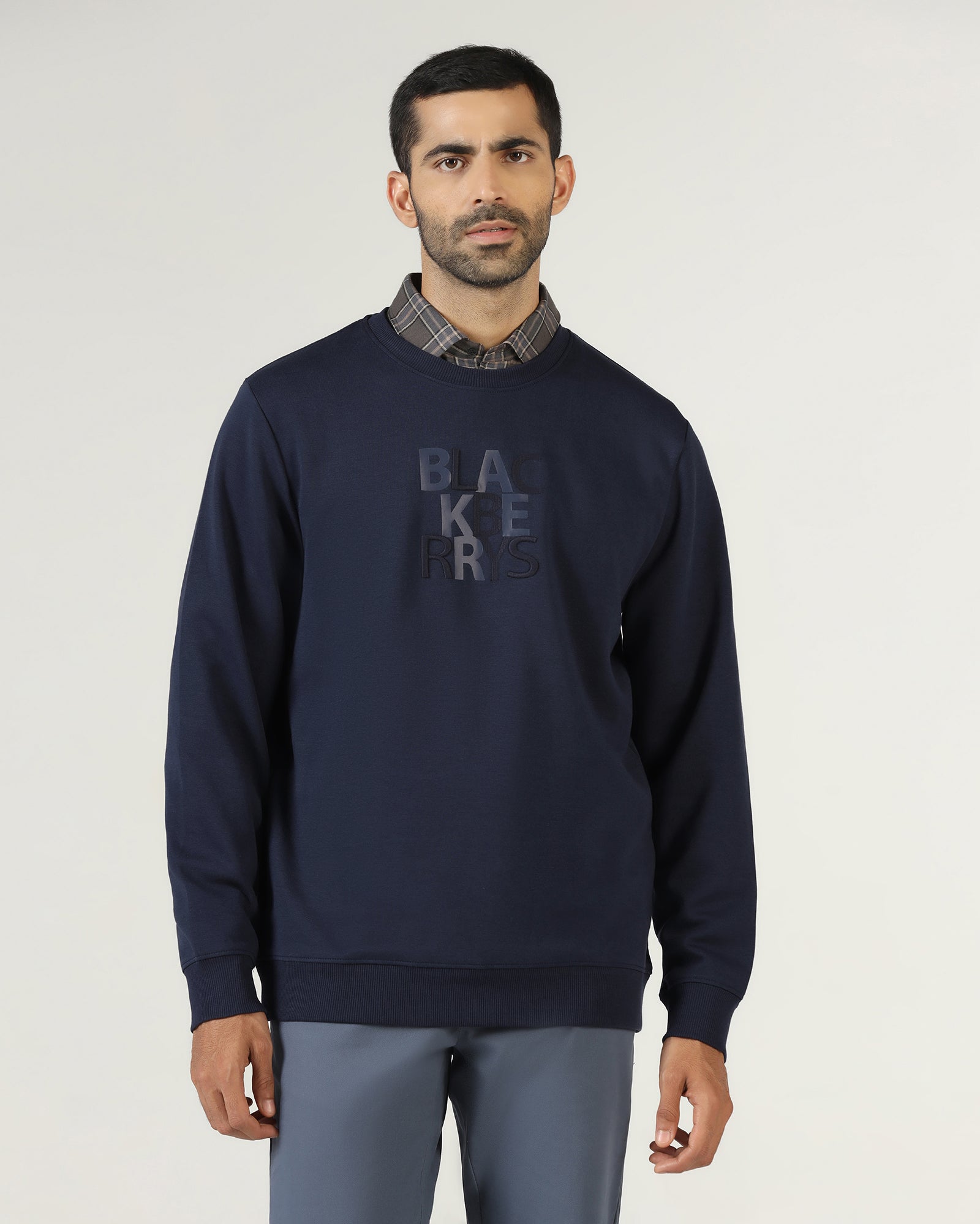 Navy Crew Neck Solid Sweatshirt - Deck