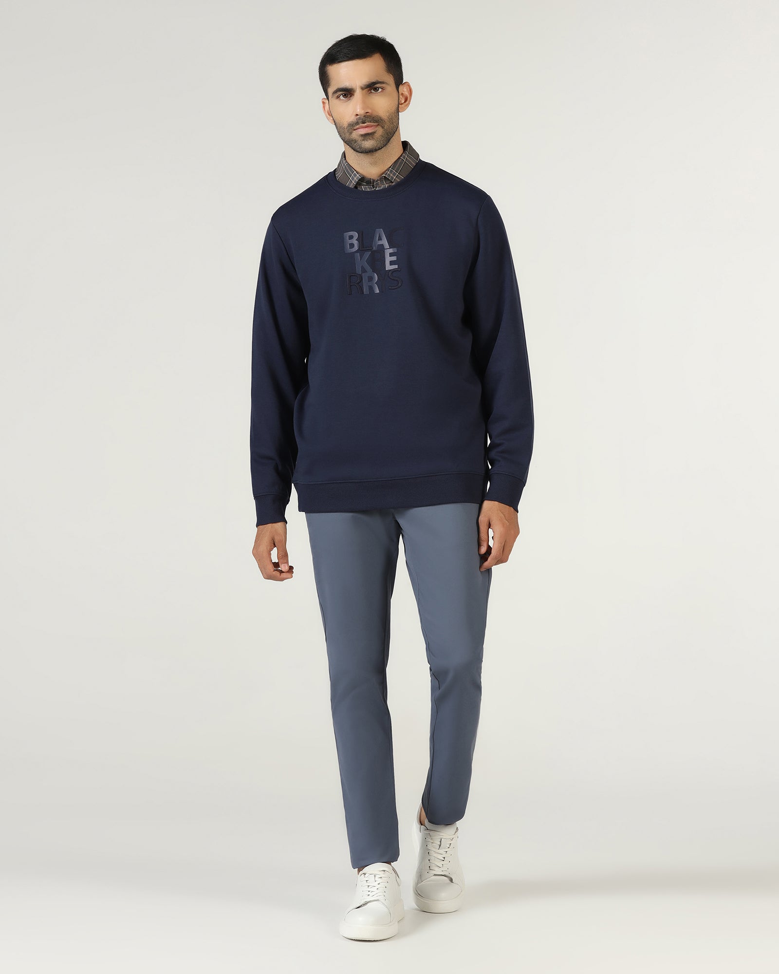 Navy Crew Neck Solid Sweatshirt - Deck