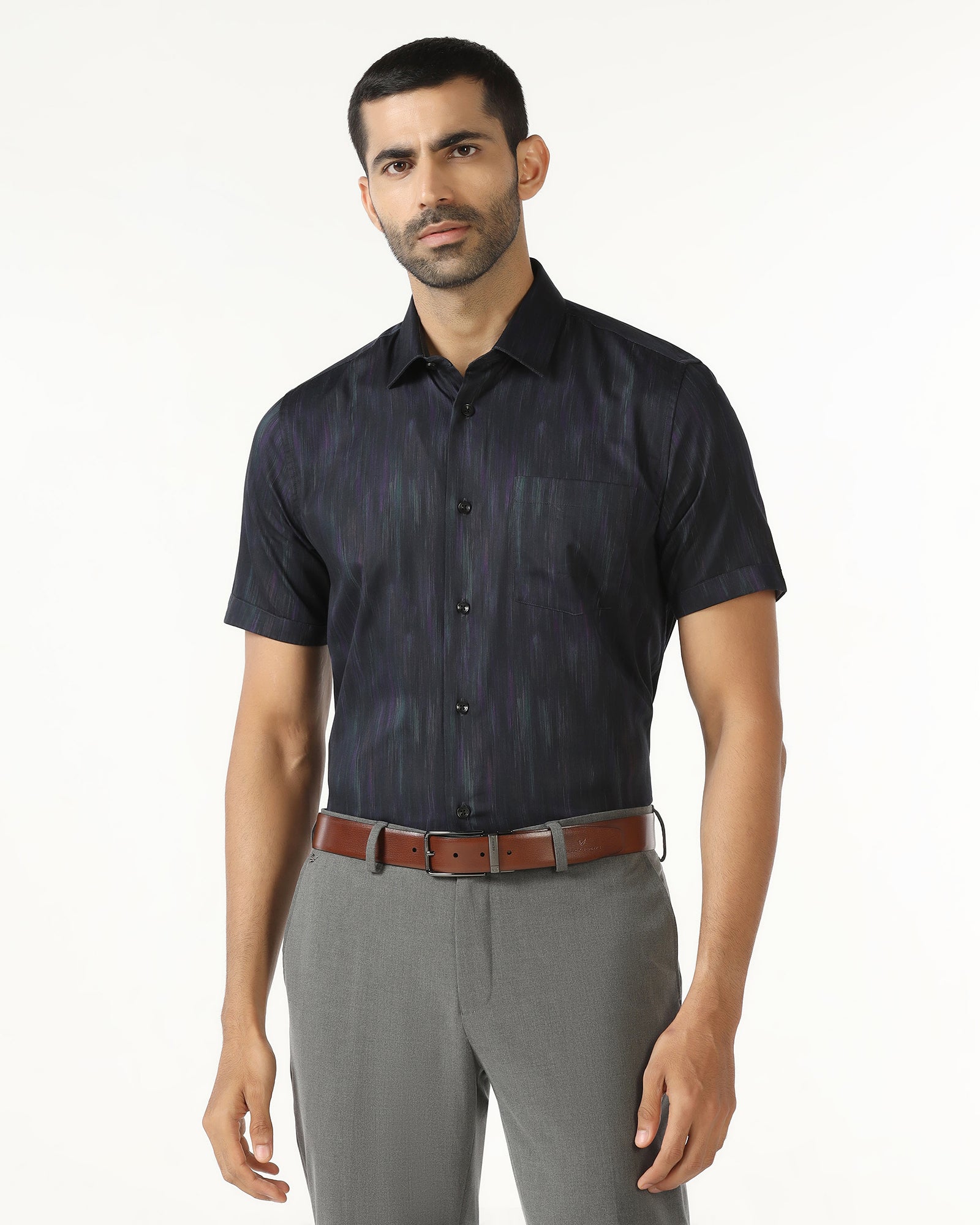 Navy Half Sleeve Printed Shirt - Siena