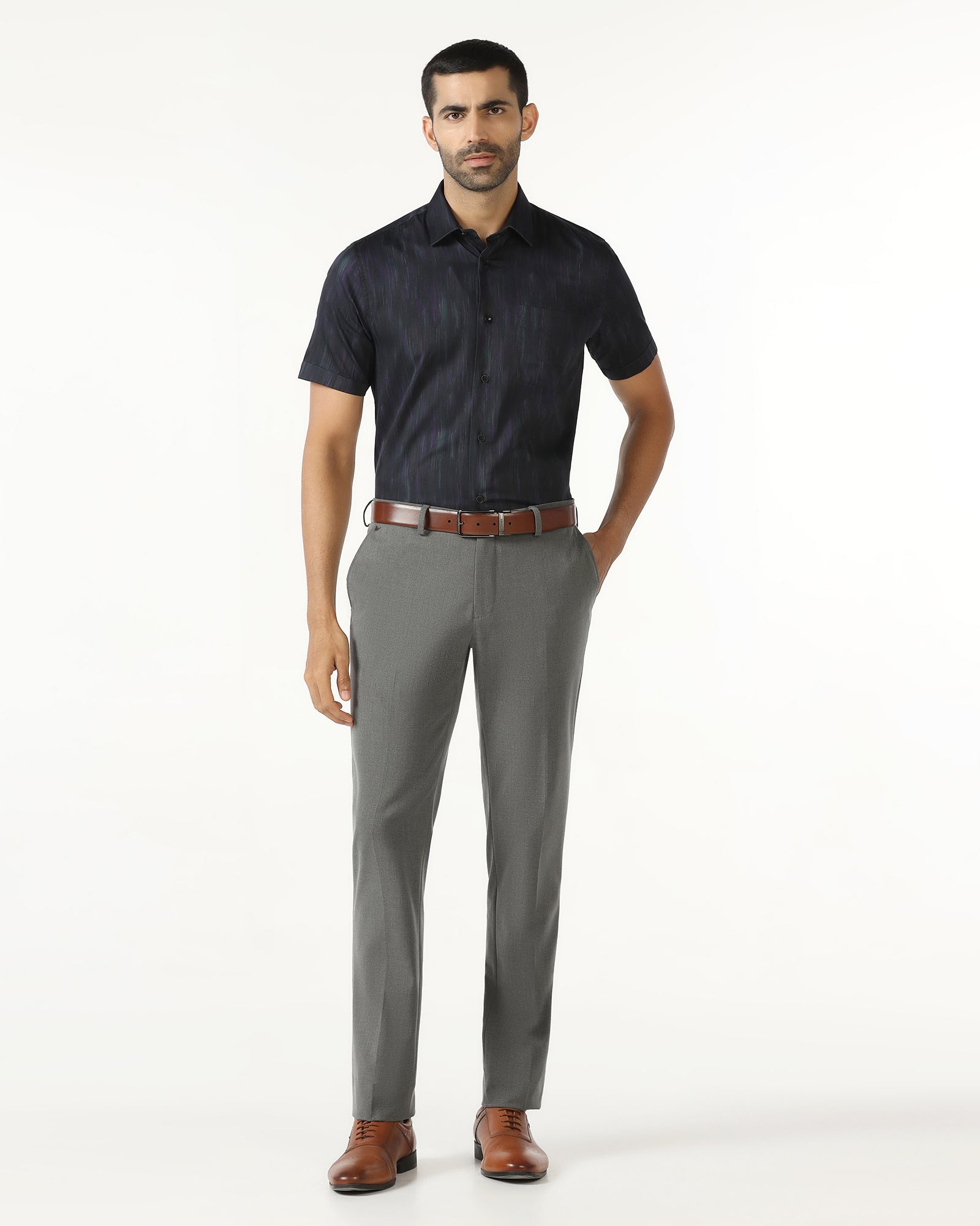 Navy Half Sleeve Printed Shirt - Siena