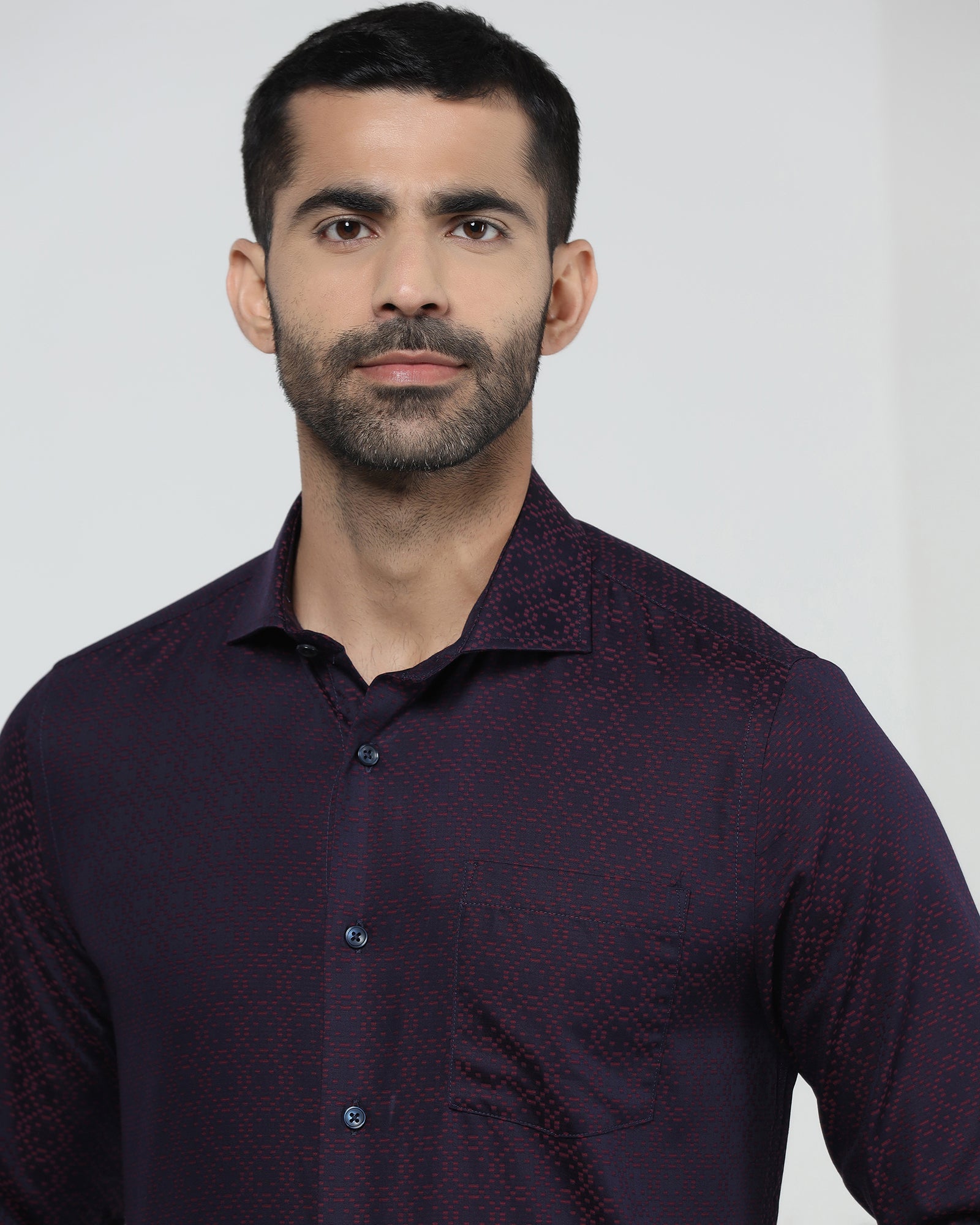 Navy Jacquard Shirt - Alton
