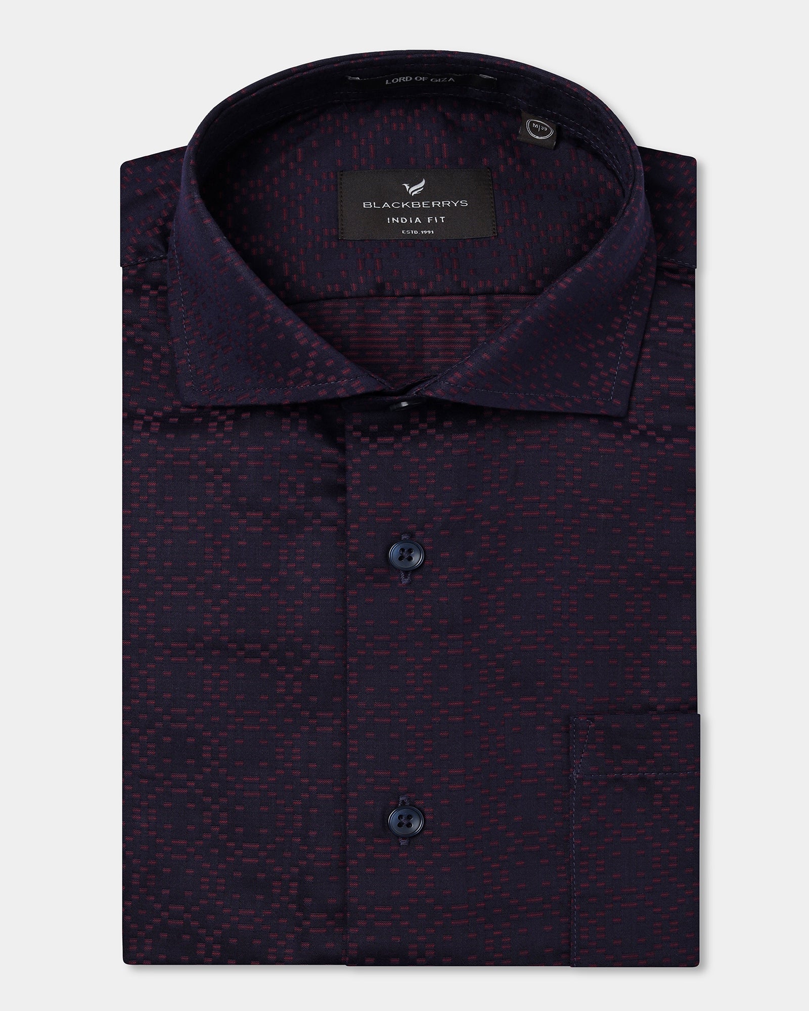 Navy Jacquard Shirt - Alton