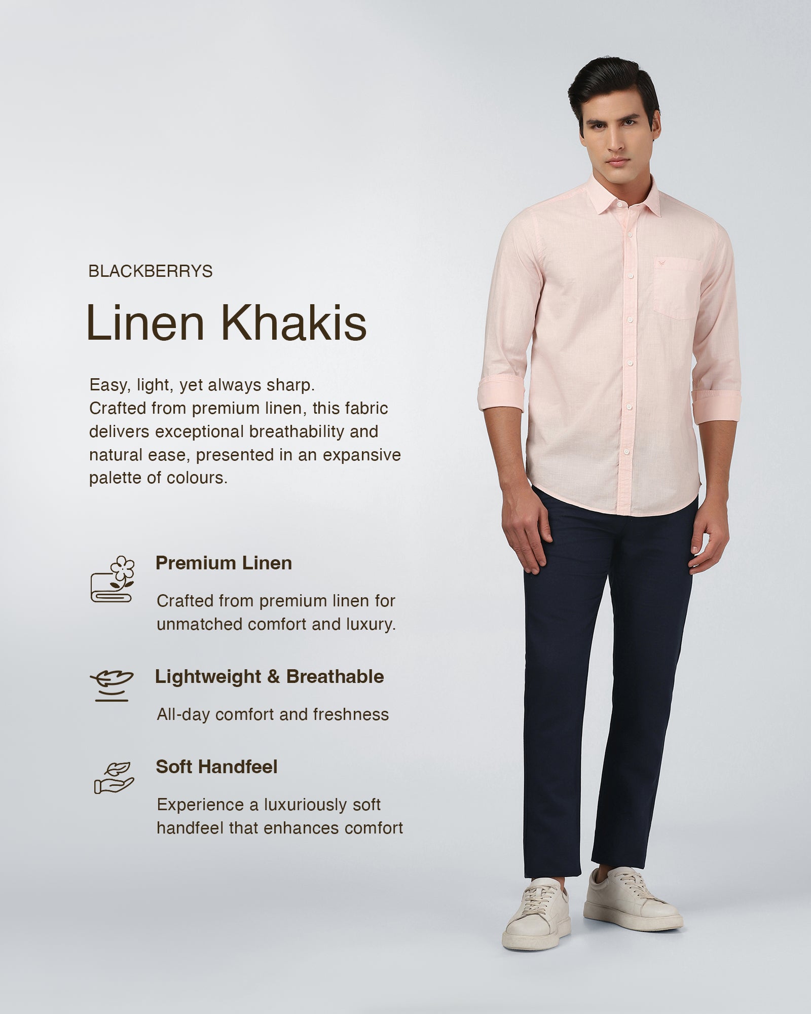 Navy Linen Solid Khakis - Hazel