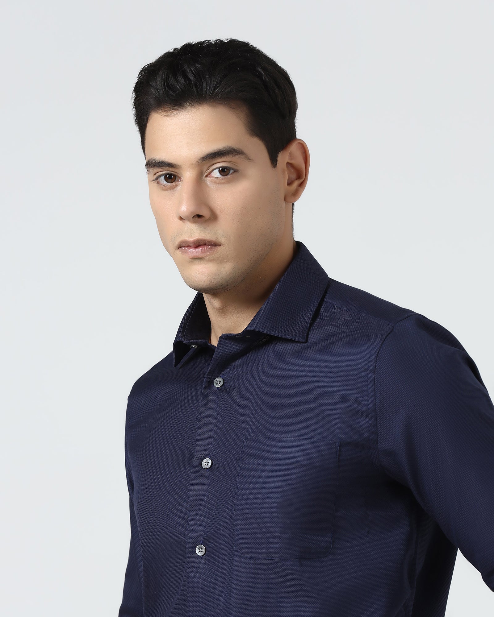 Navy Luxe Textured Shirt - Captain