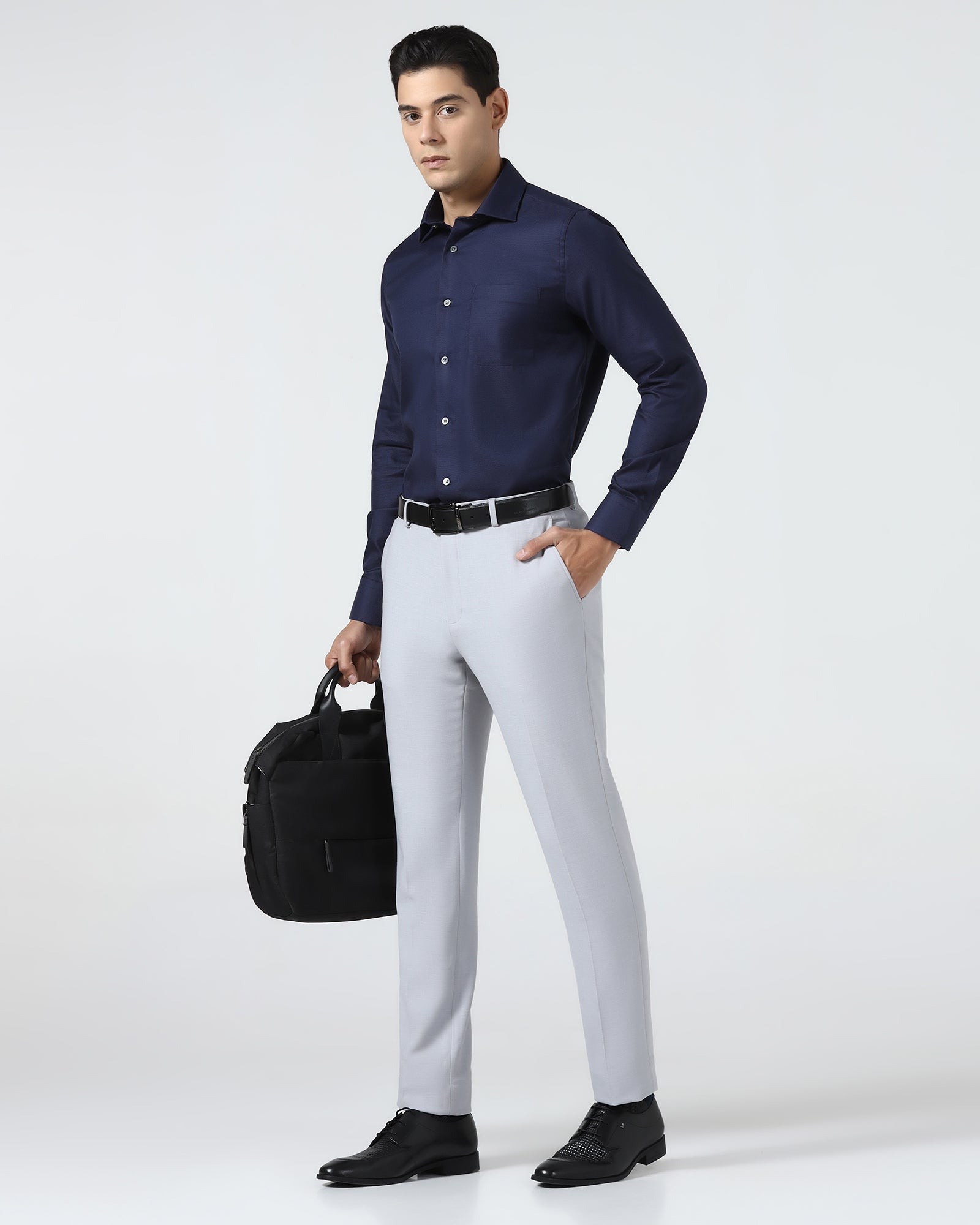 Navy Luxe Textured Shirt - Captain