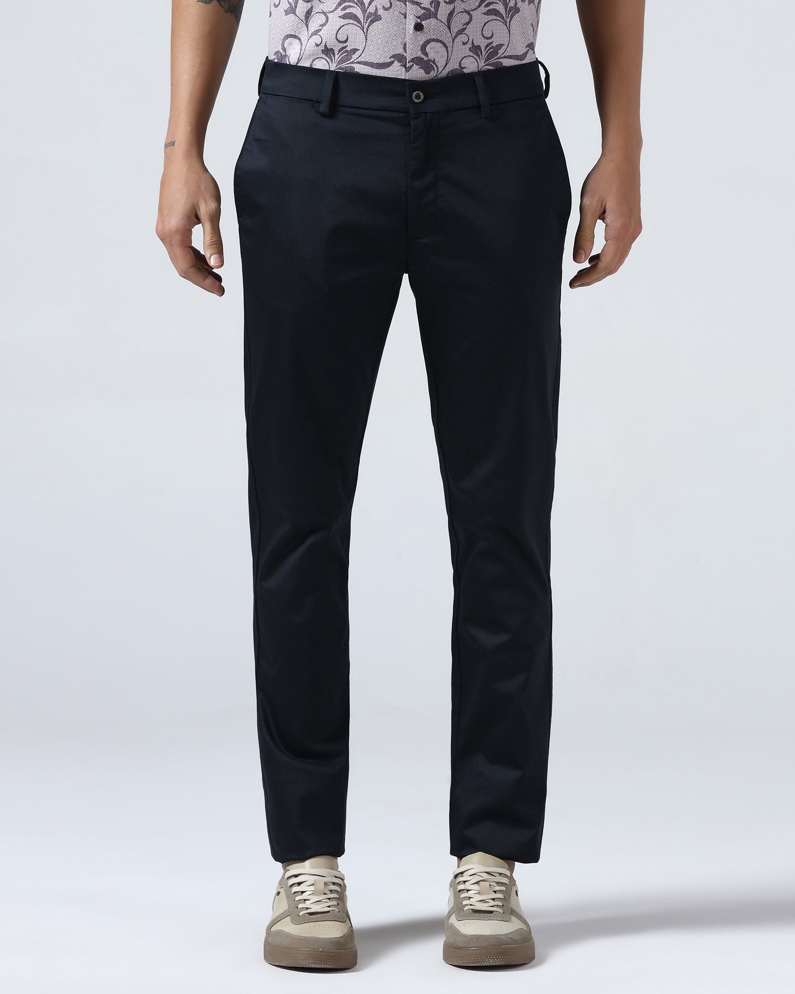 Navy Non Iron Solid Khakis - Cypres