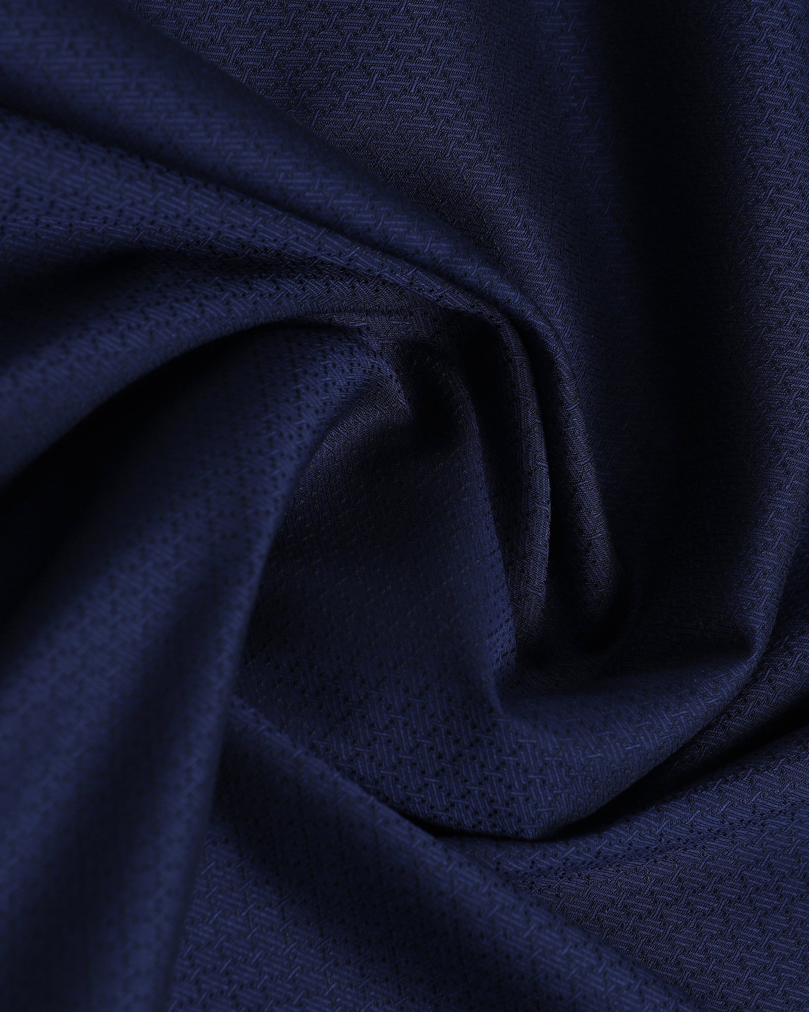 Navy Non Iron Textured Shirt - Emerald