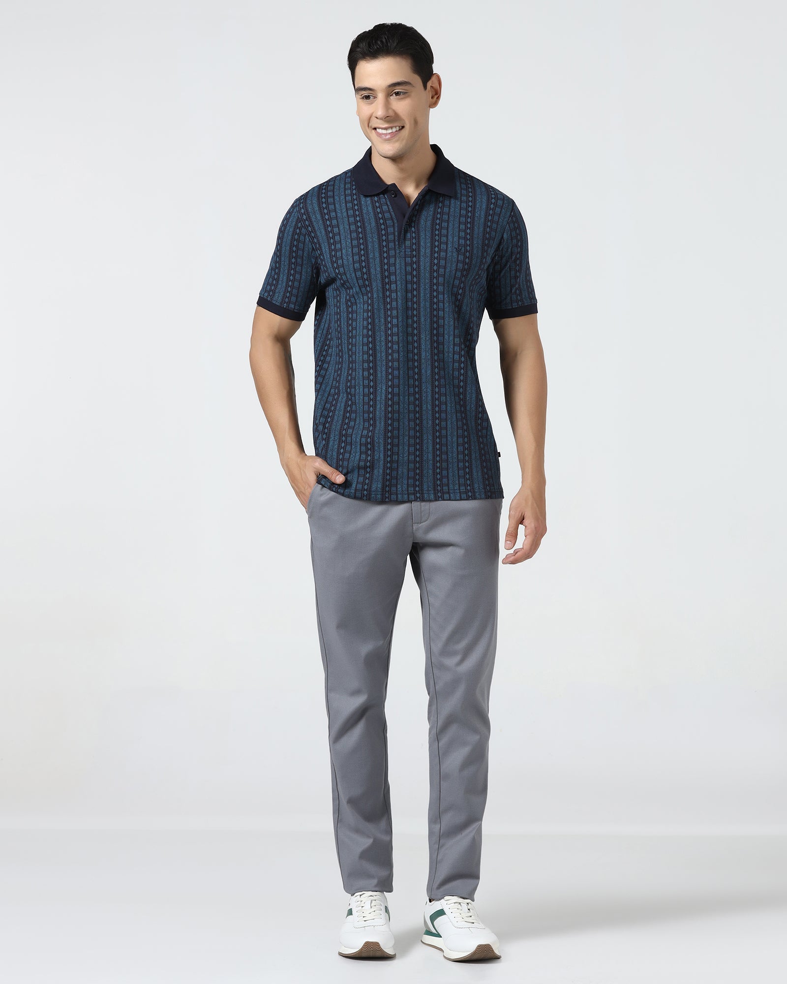 Navy Printed Polo - Bogum