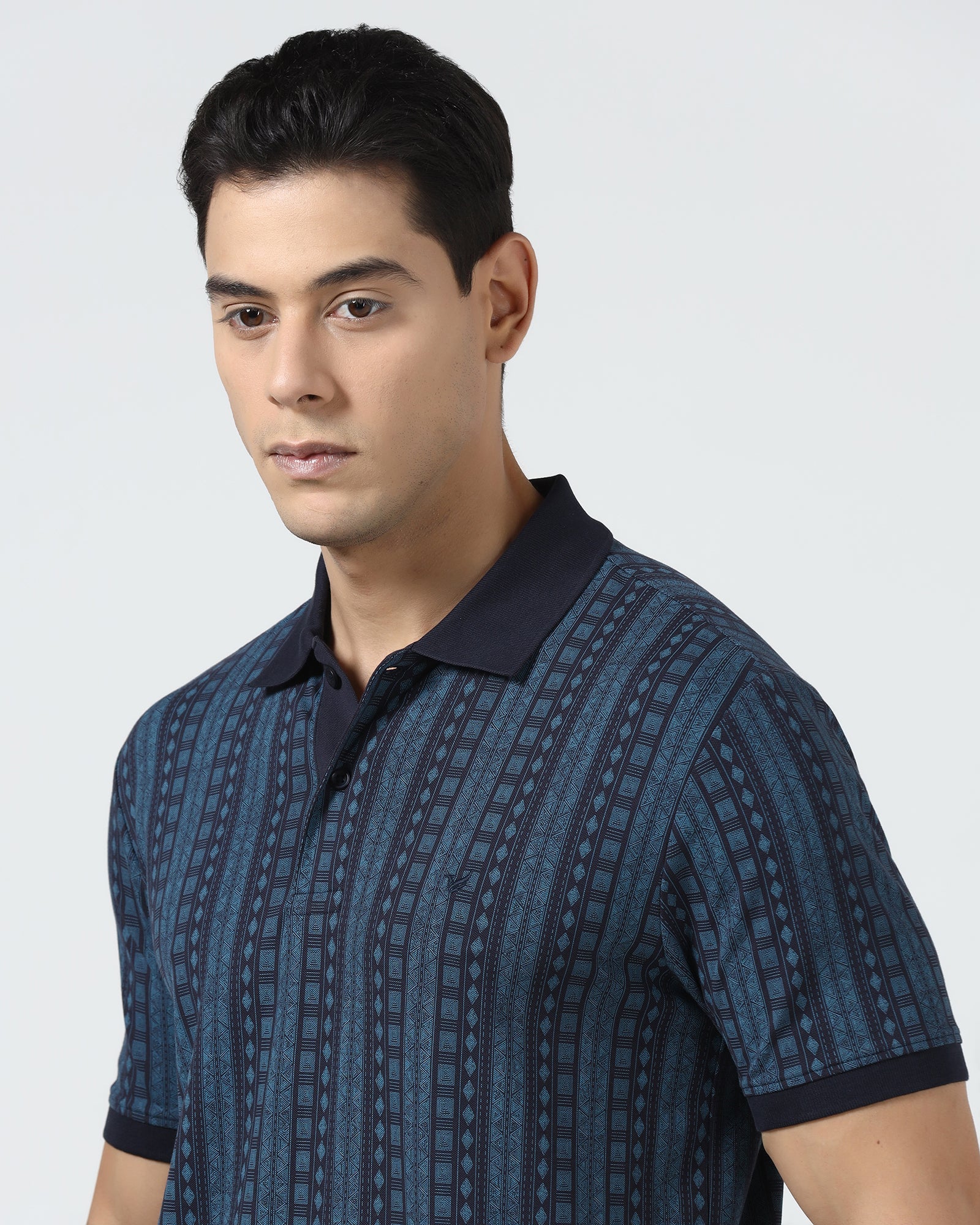 Navy Printed Polo - Bogum
