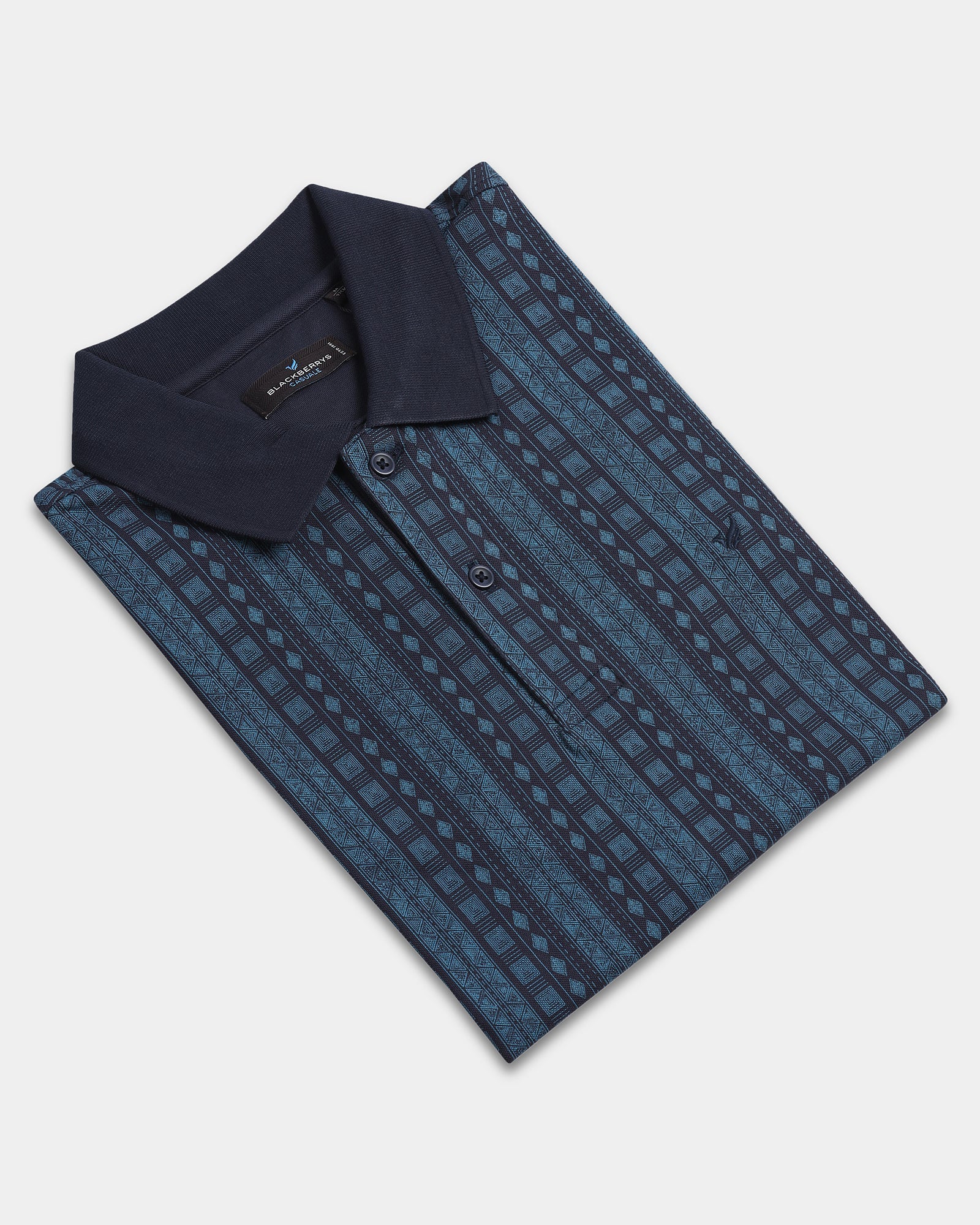 Navy Printed Polo - Bogum