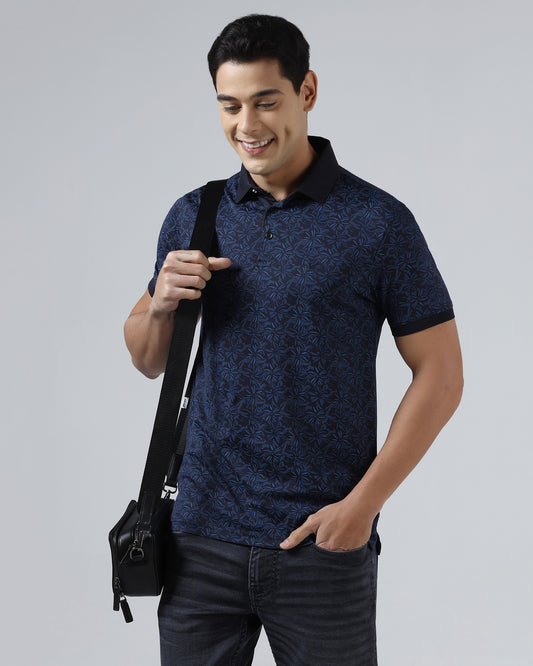 Navy Printed Polo - Dane
