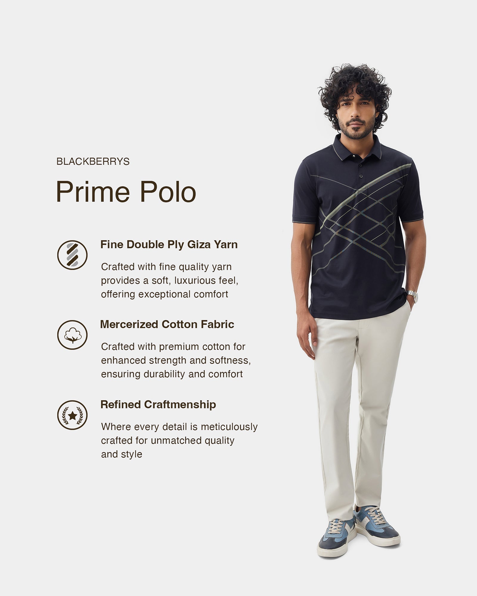 Navy Printed Polo - Pita