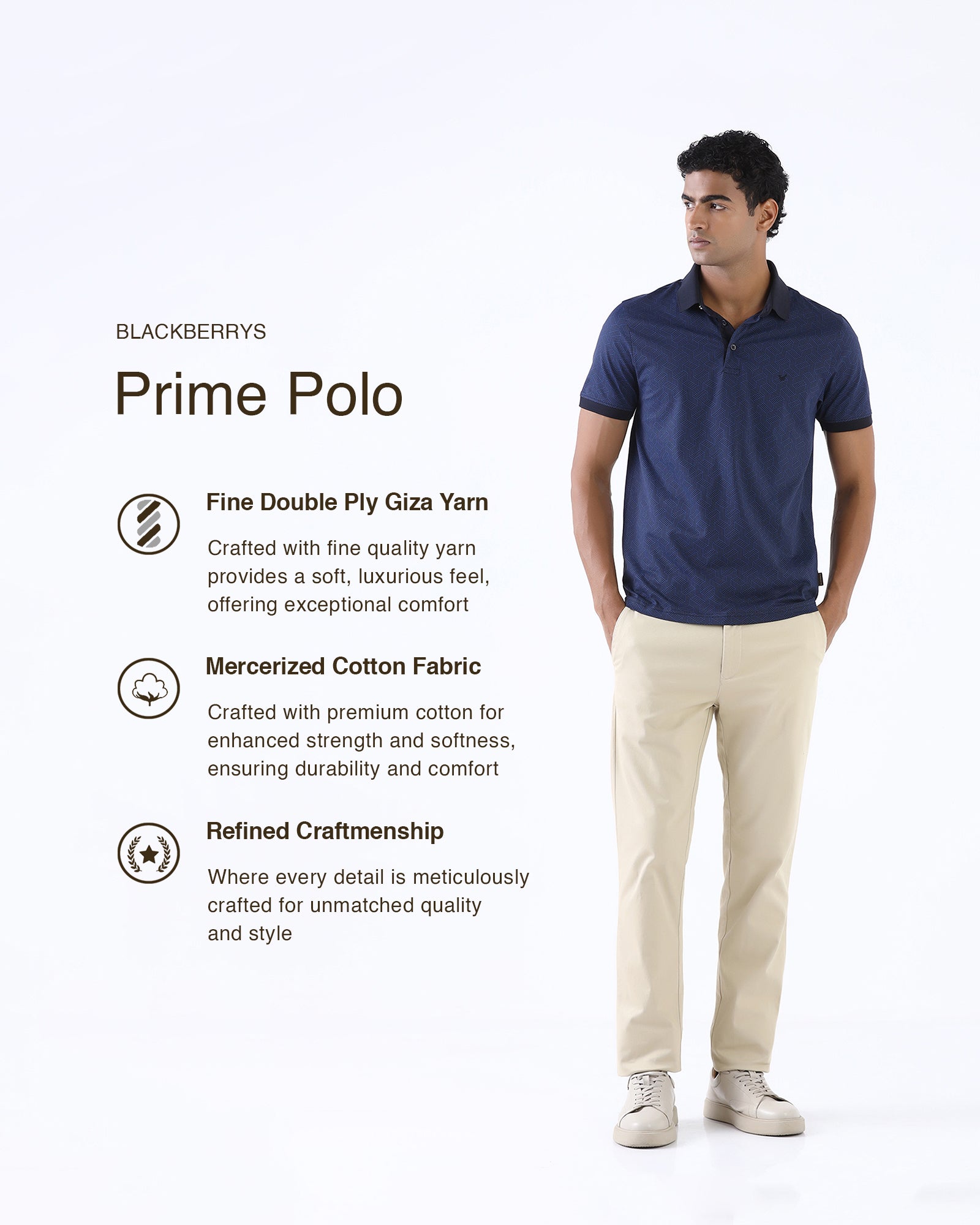 Navy Printed Polo - Sign