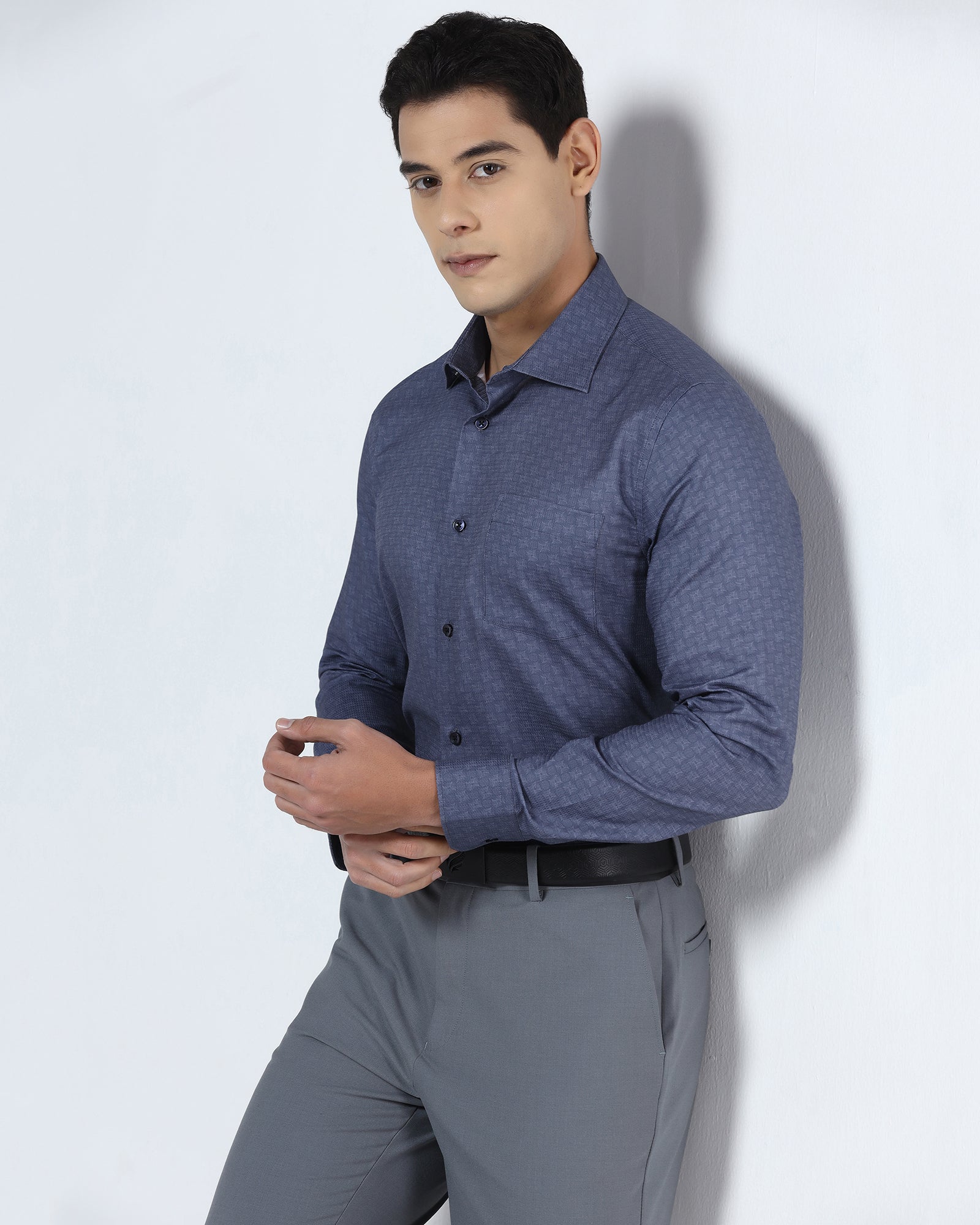 Navy Printed Shirt - Dunzo