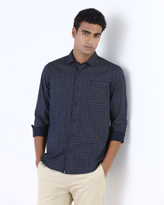Navy Printed Shirt - Poger