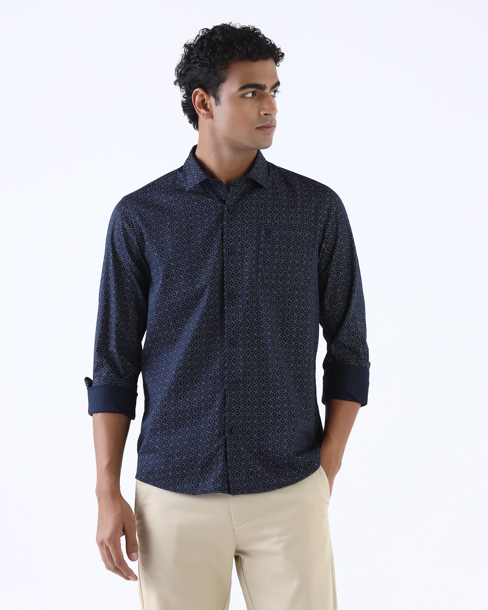 Navy Printed Shirt - Poger