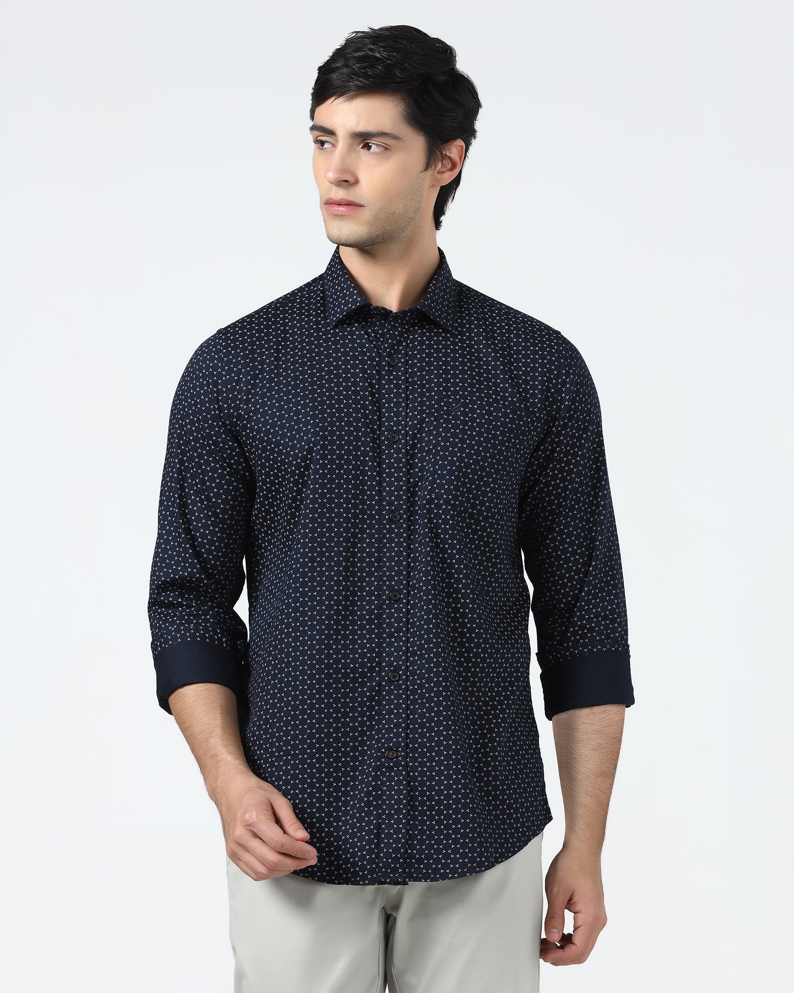 Navy Printed Shirt - Zovik