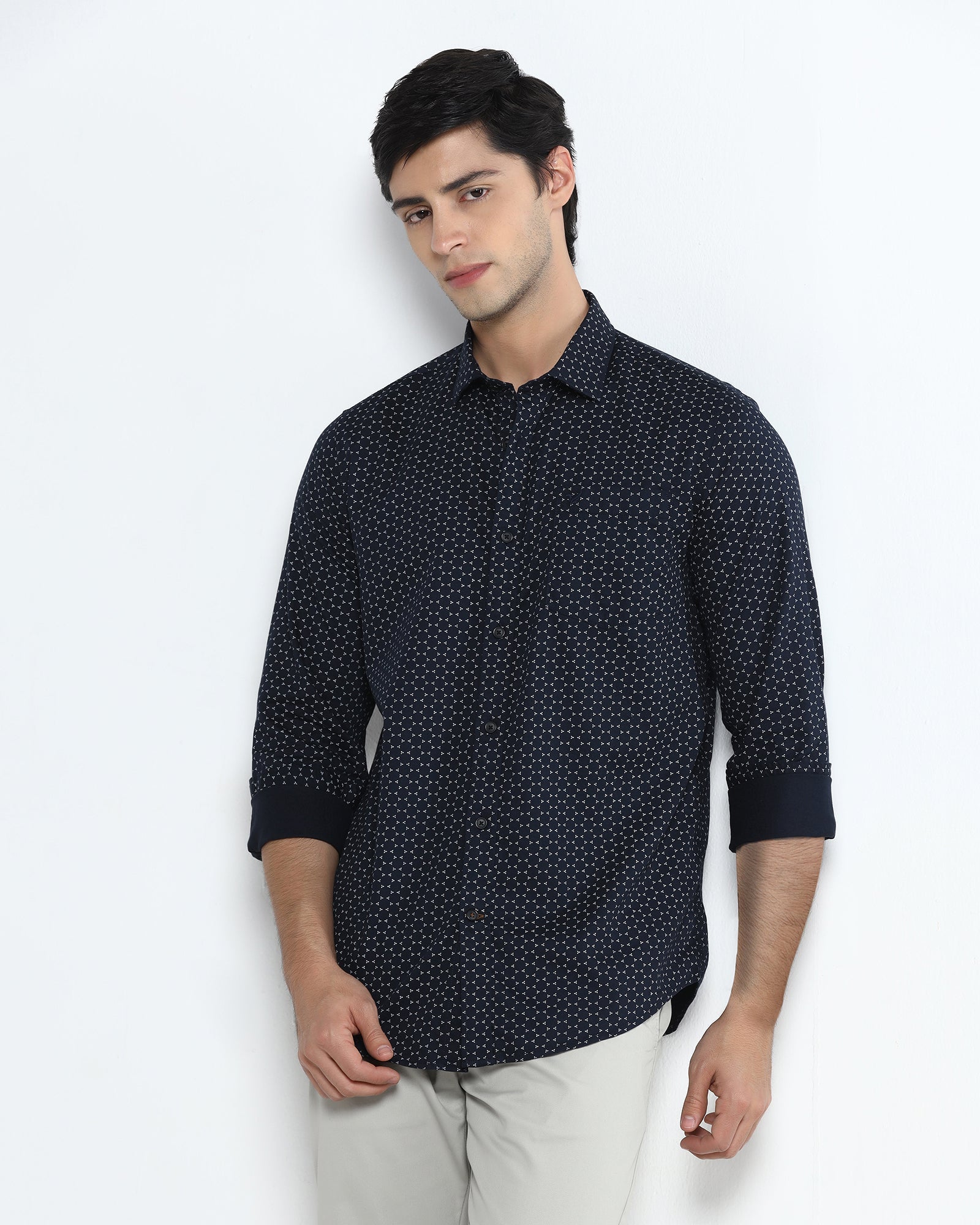 Navy Printed Shirt - Zovik