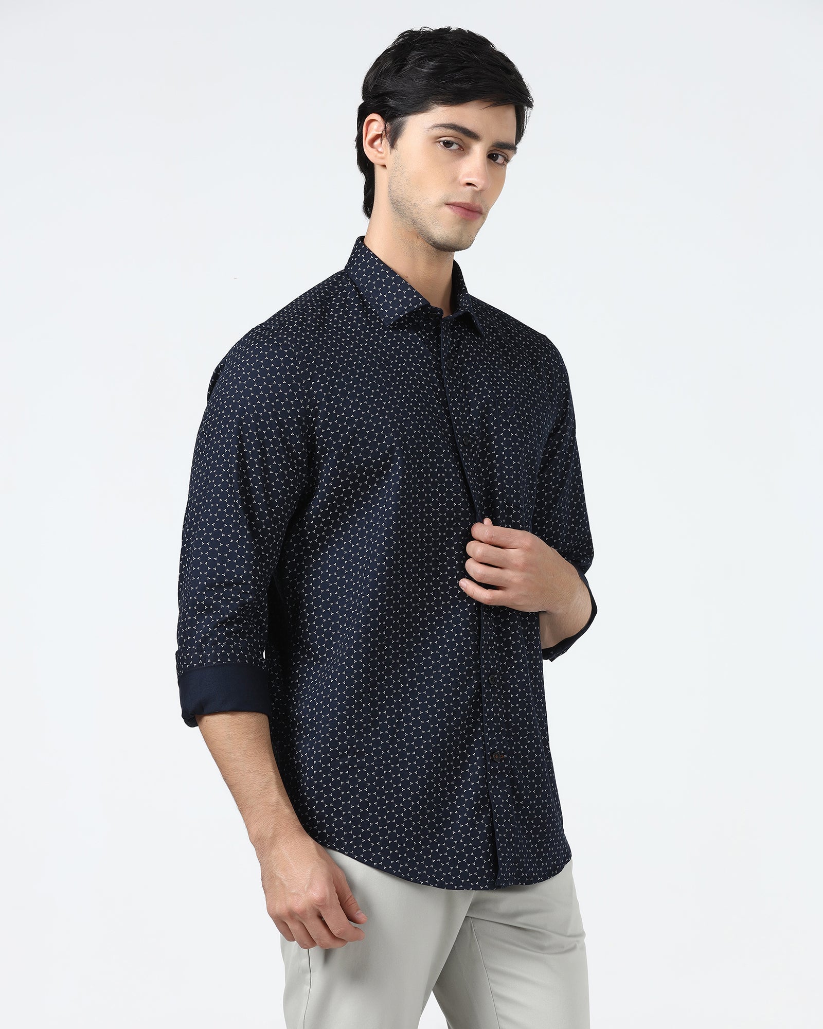 Navy Printed Shirt - Zovik