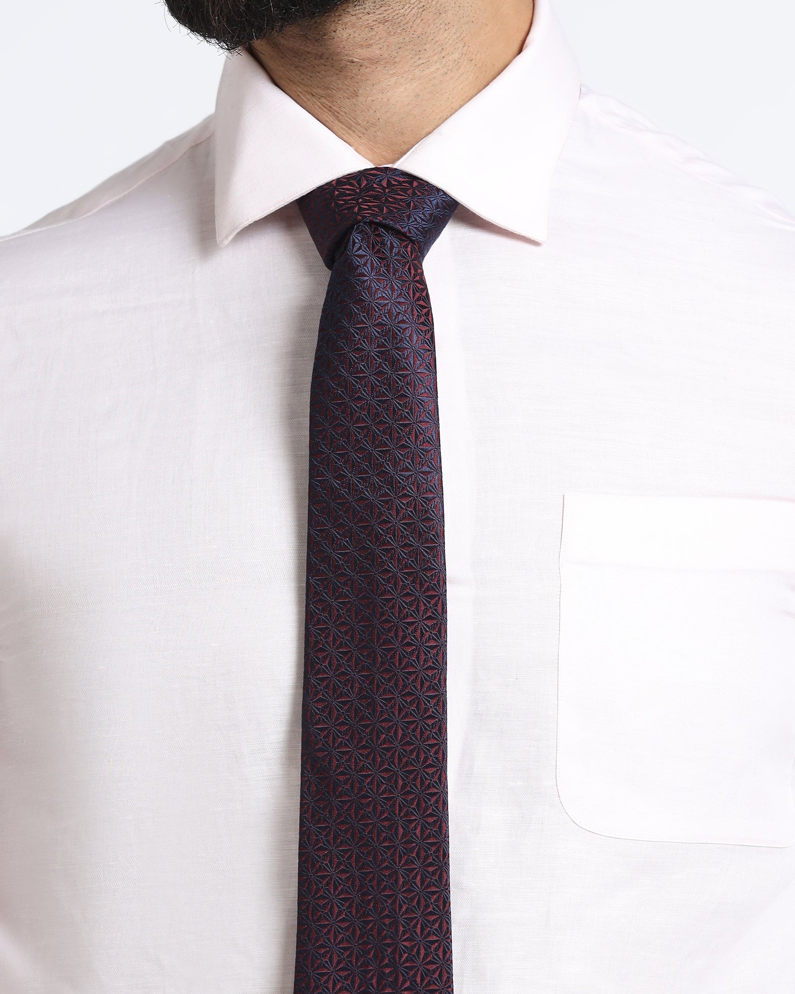 Navy Silk Jacquard Tie - Wilber