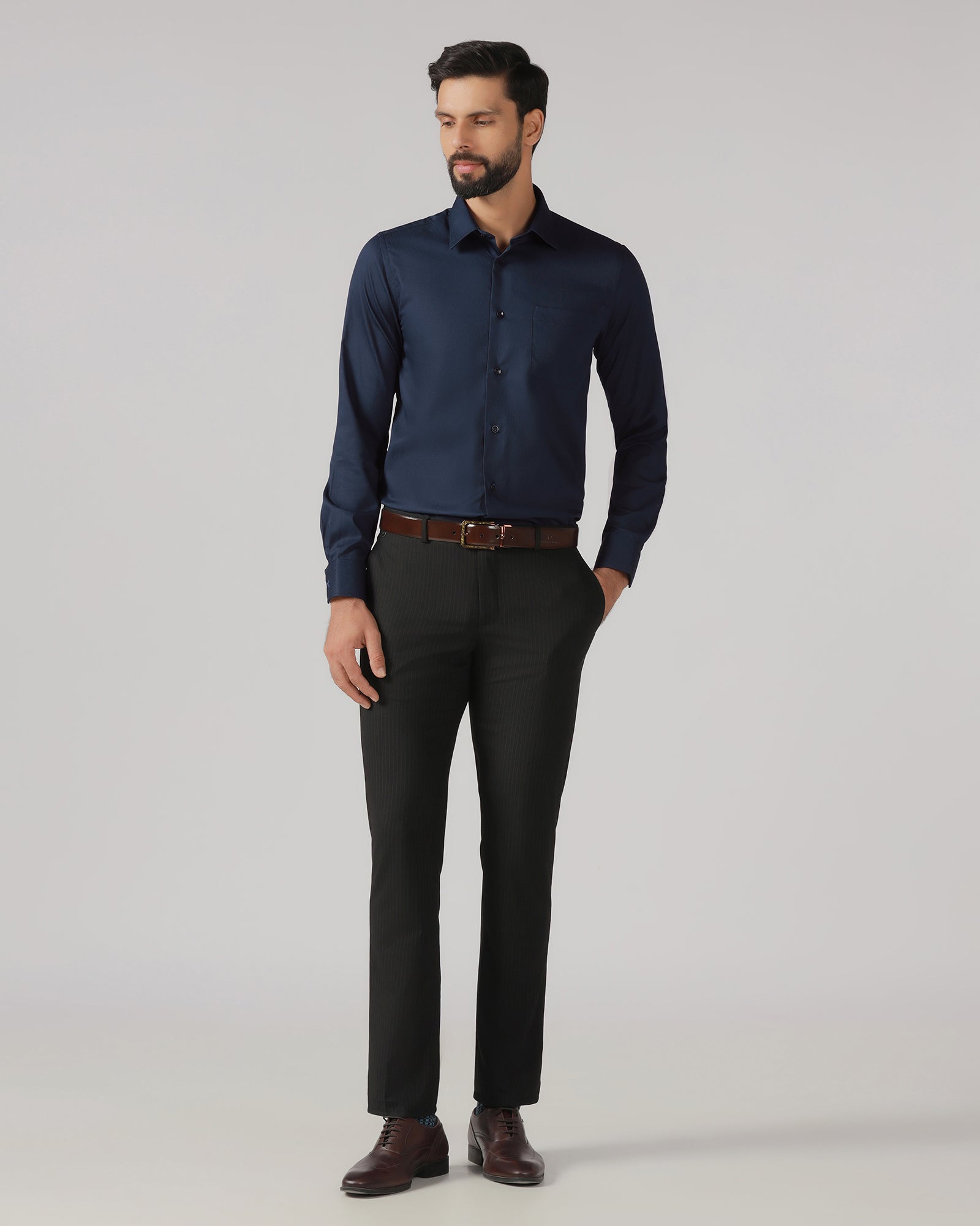 Navy Solid Shirt - Tanin