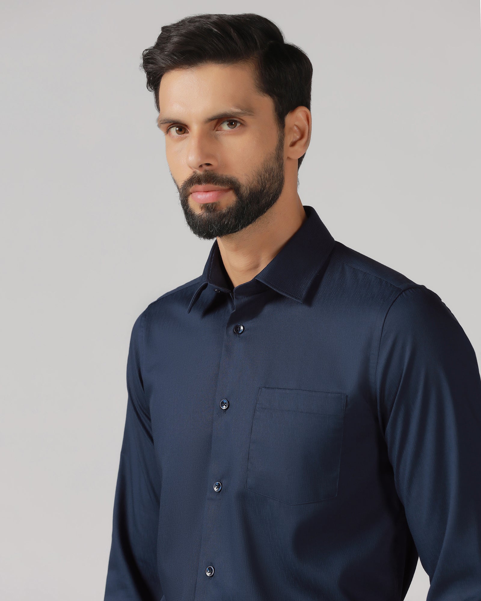 Navy Solid Shirt - Tanin