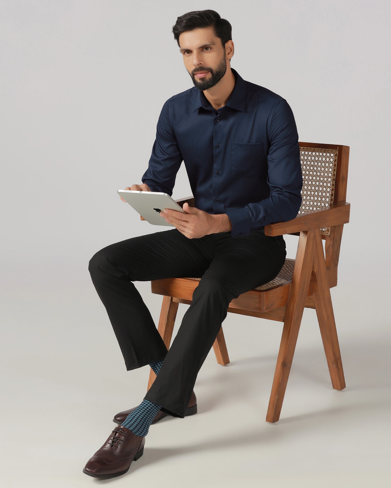 Navy Solid Shirt - Tanin