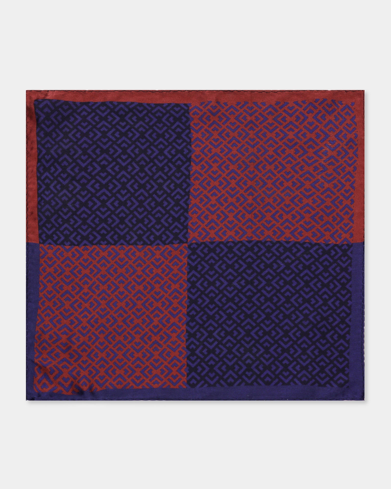 Navy Printed 100% Silk Pocket Square - Webber