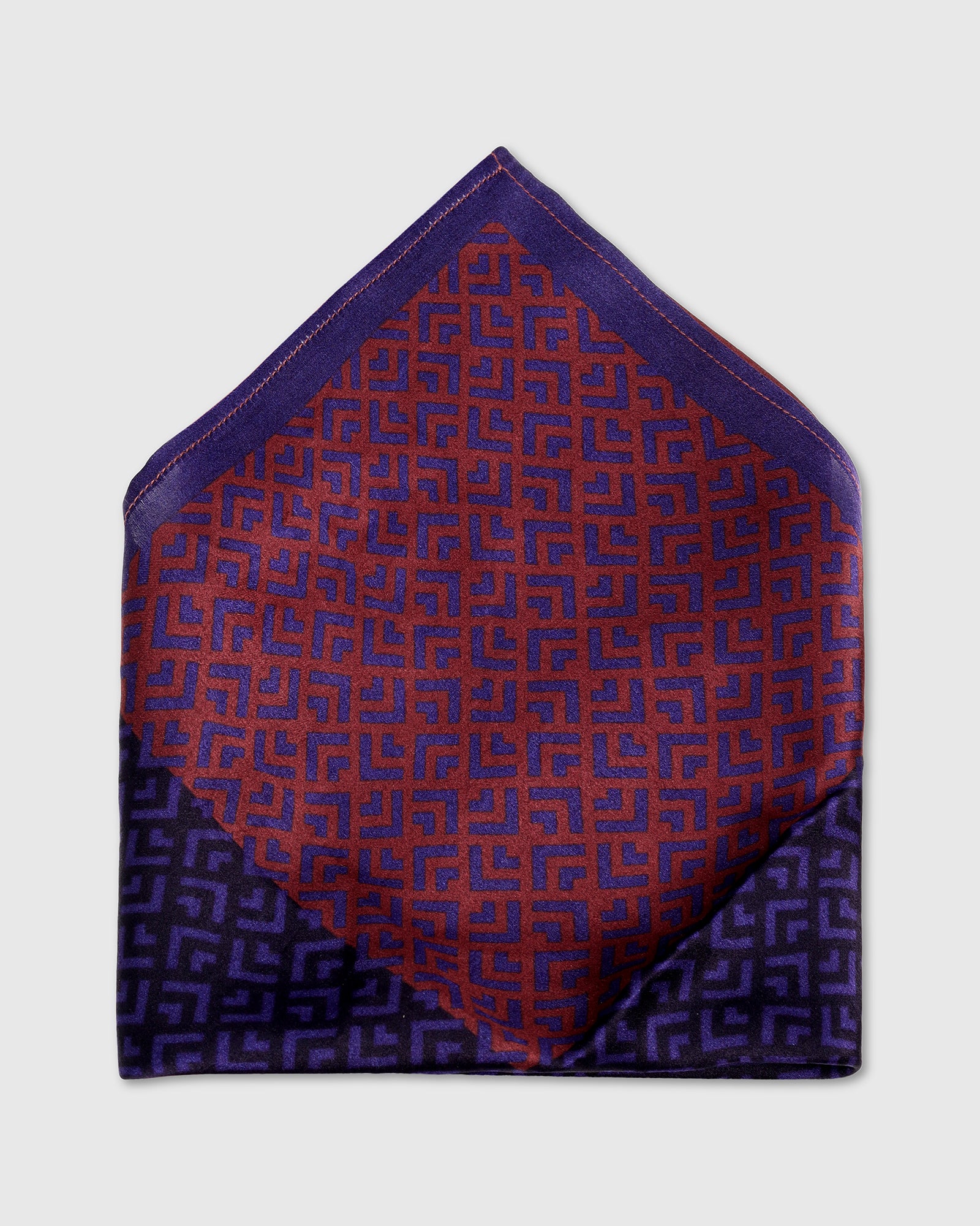 Navy Printed 100% Silk Pocket Square - Webber