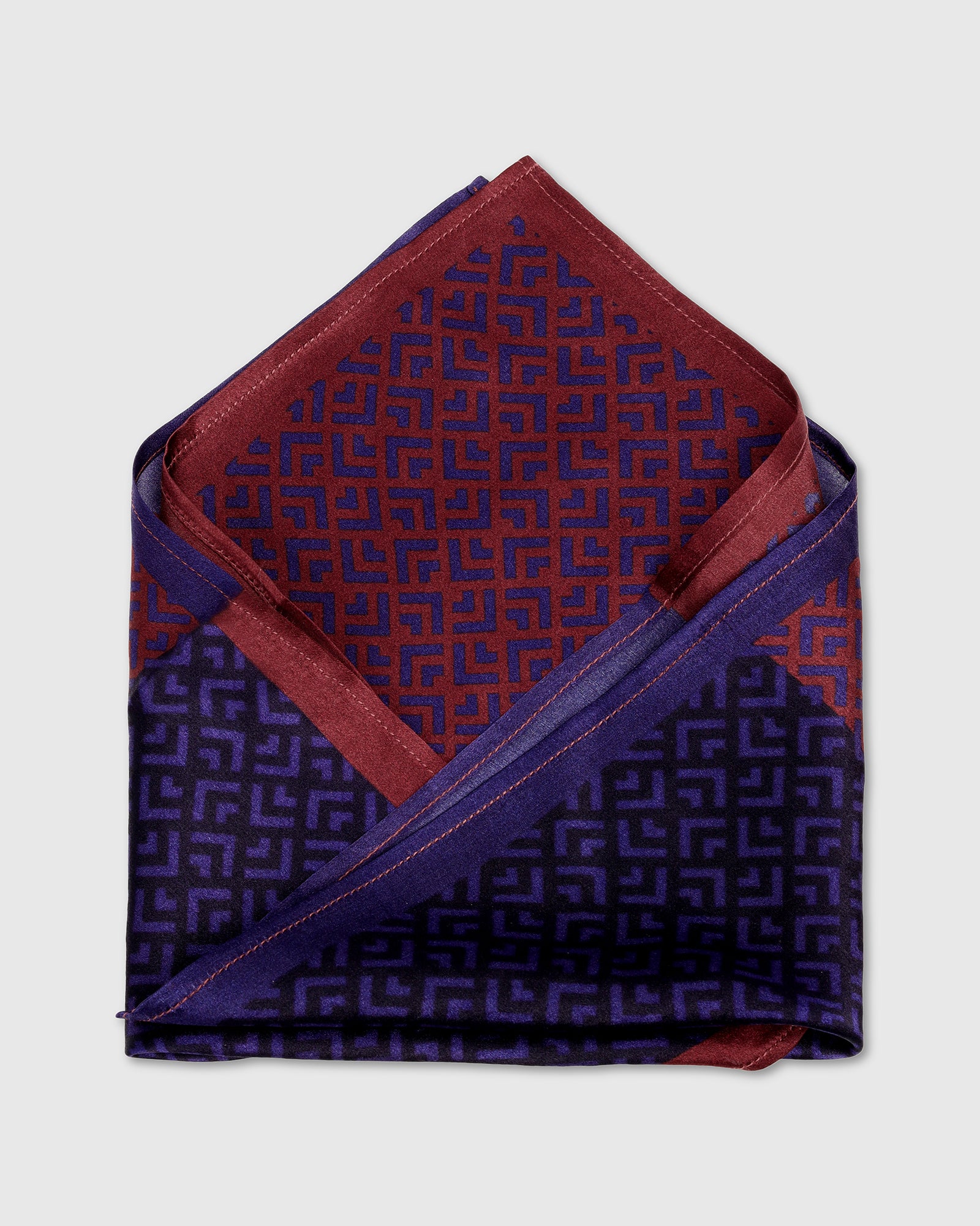 Navy Printed 100% Silk Pocket Square - Webber
