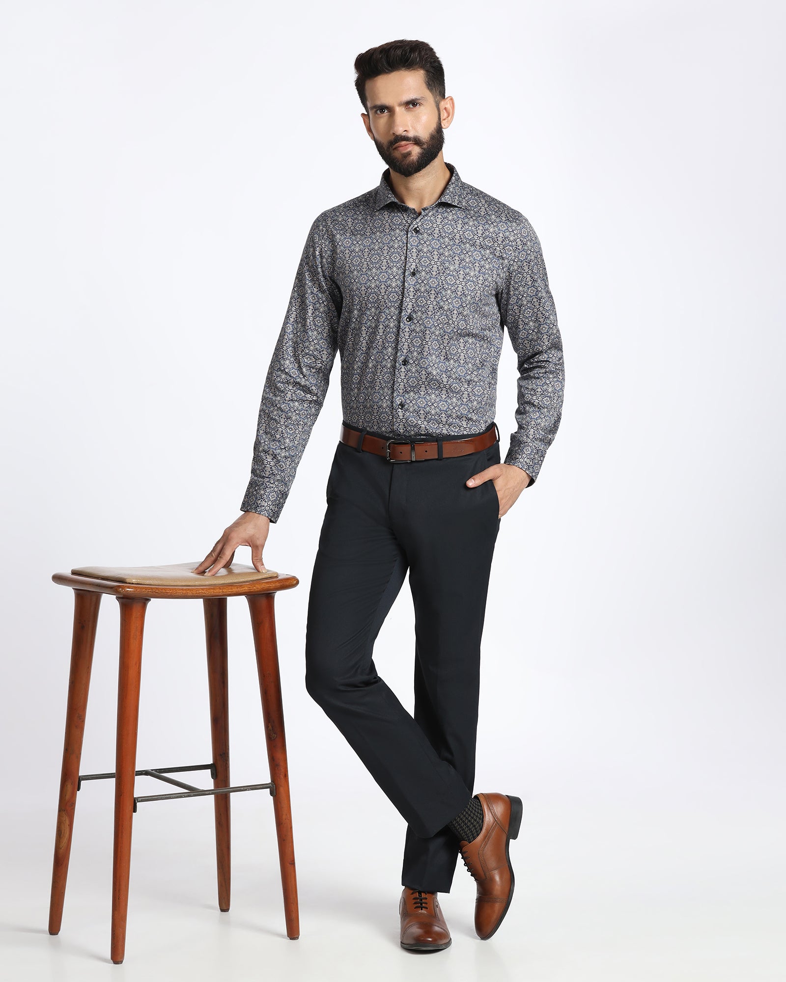 Navy Solid Trouser - Roku