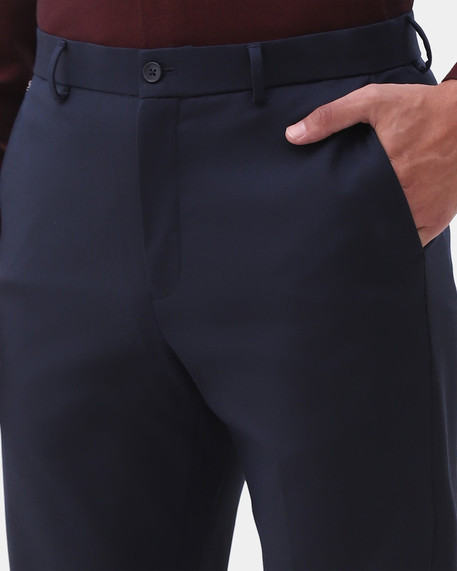 Navy Solid Trouser - Stafen