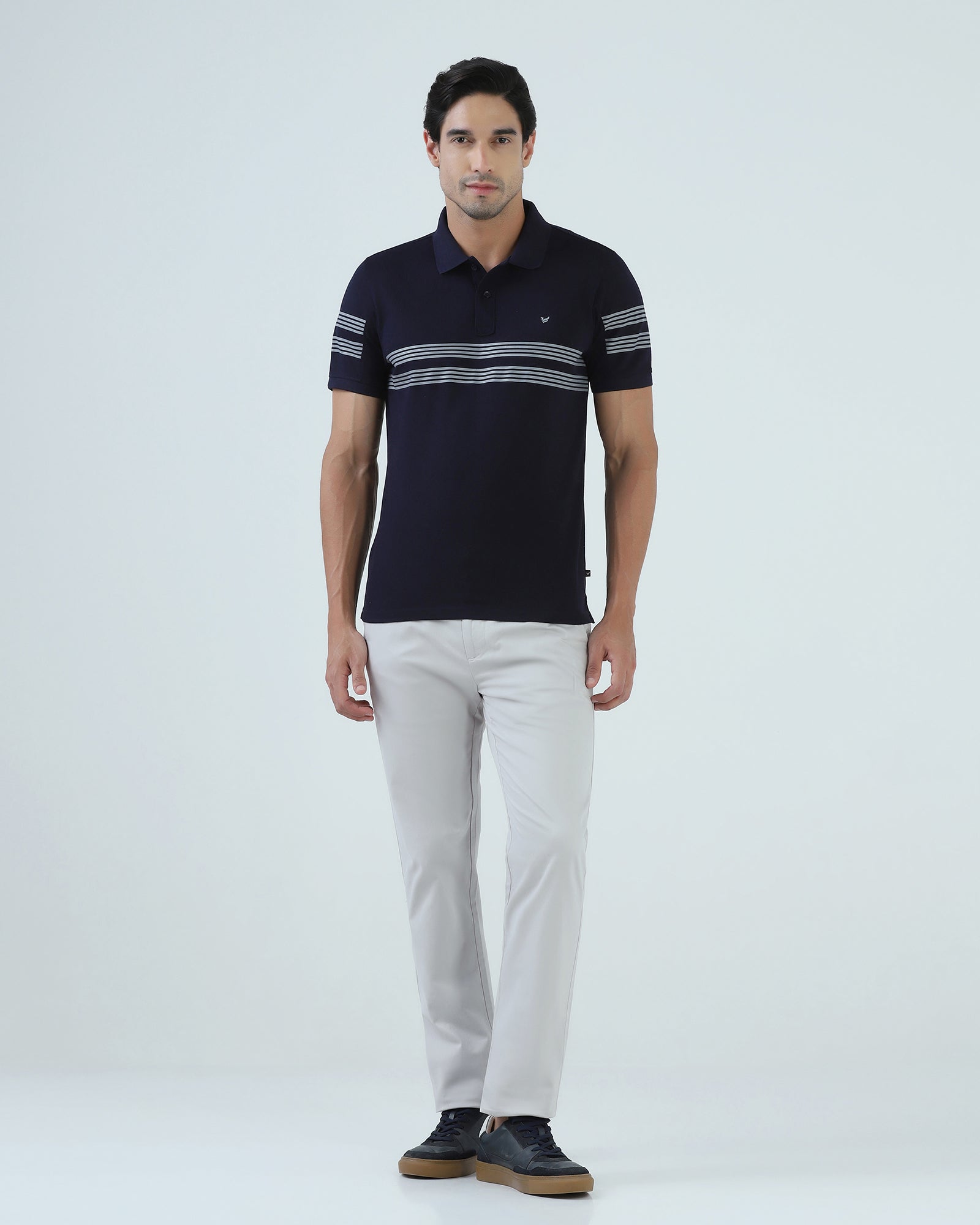 Navy Stripe Polo - Clint