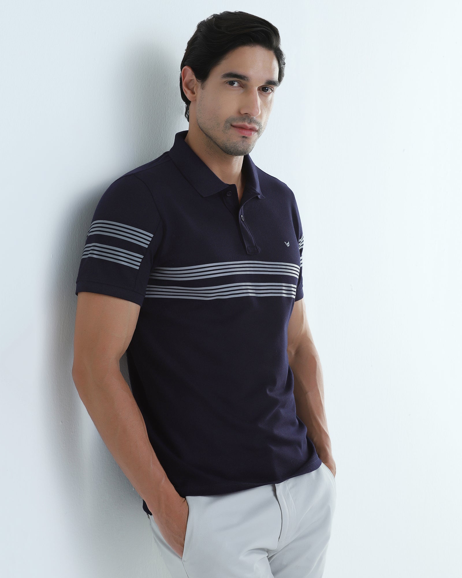Navy Stripe Polo - Clint