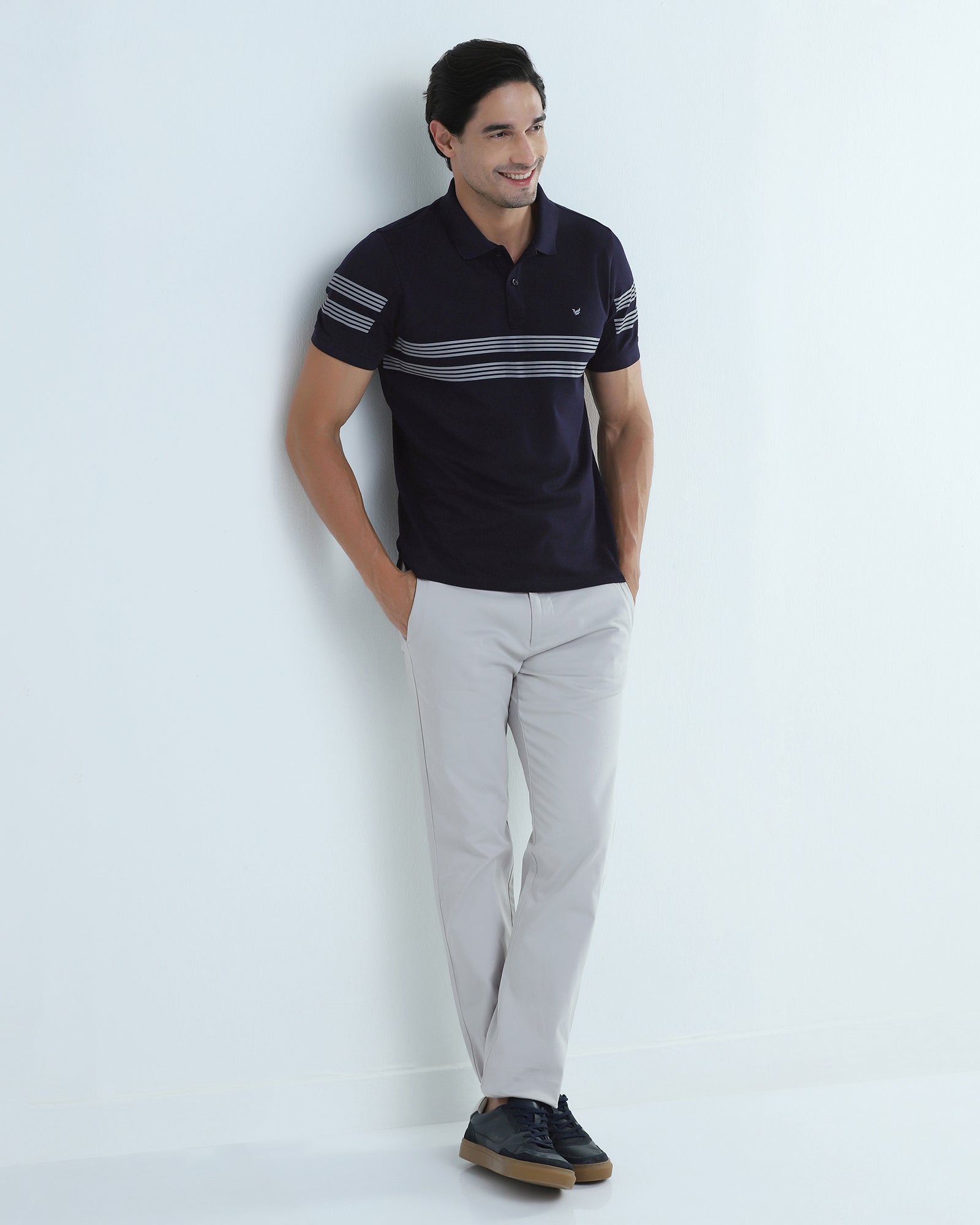 Navy Stripe Polo - Clint