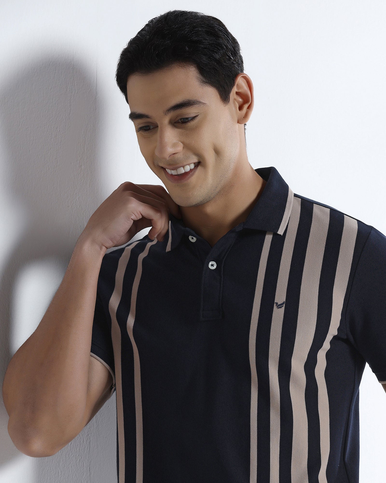 Navy Stripe Polo - Vert