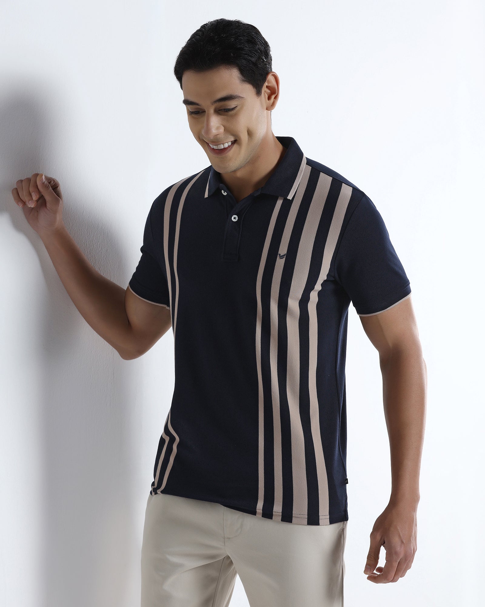 Navy Stripe Polo - Vert