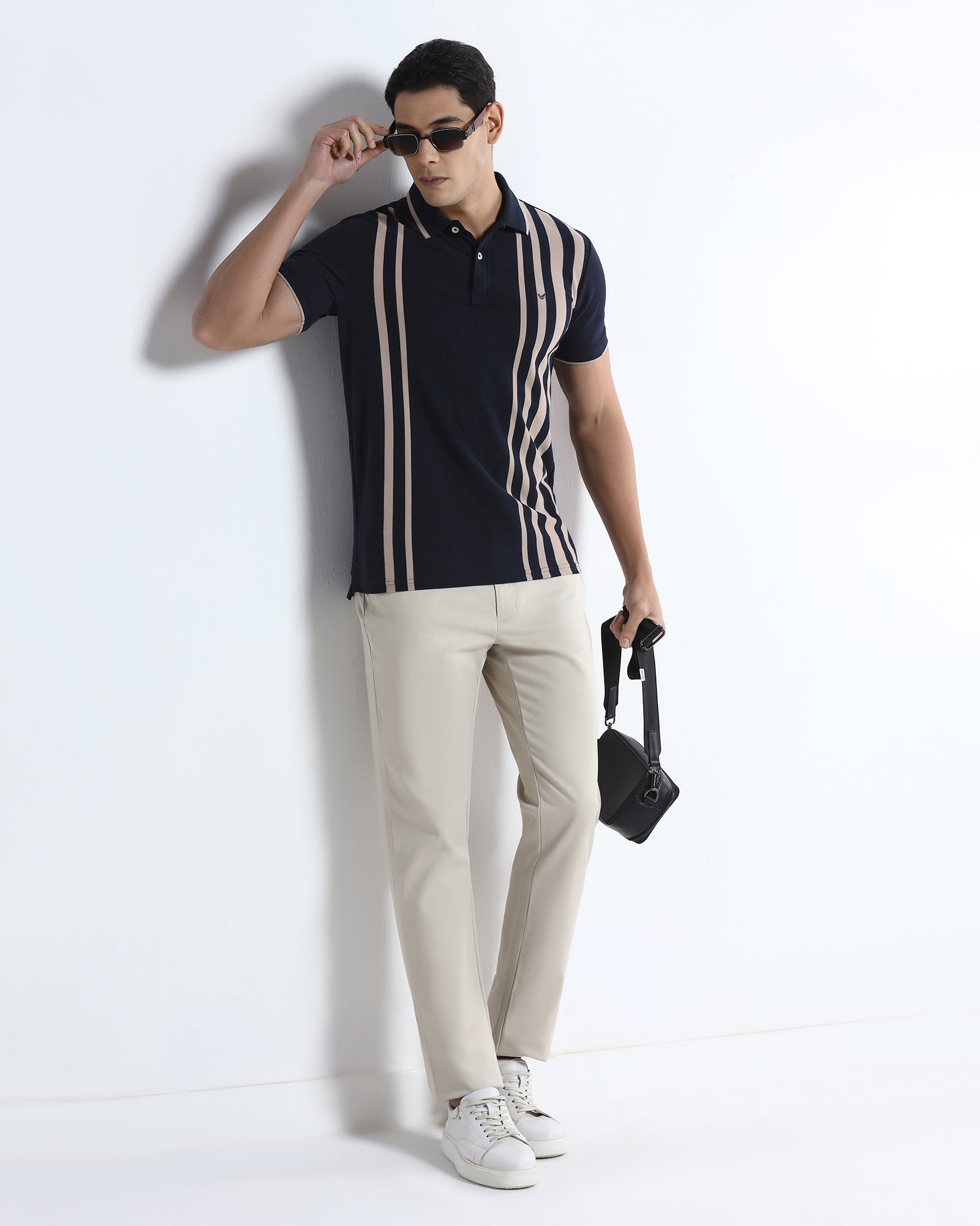 Navy Stripe Polo - Vert
