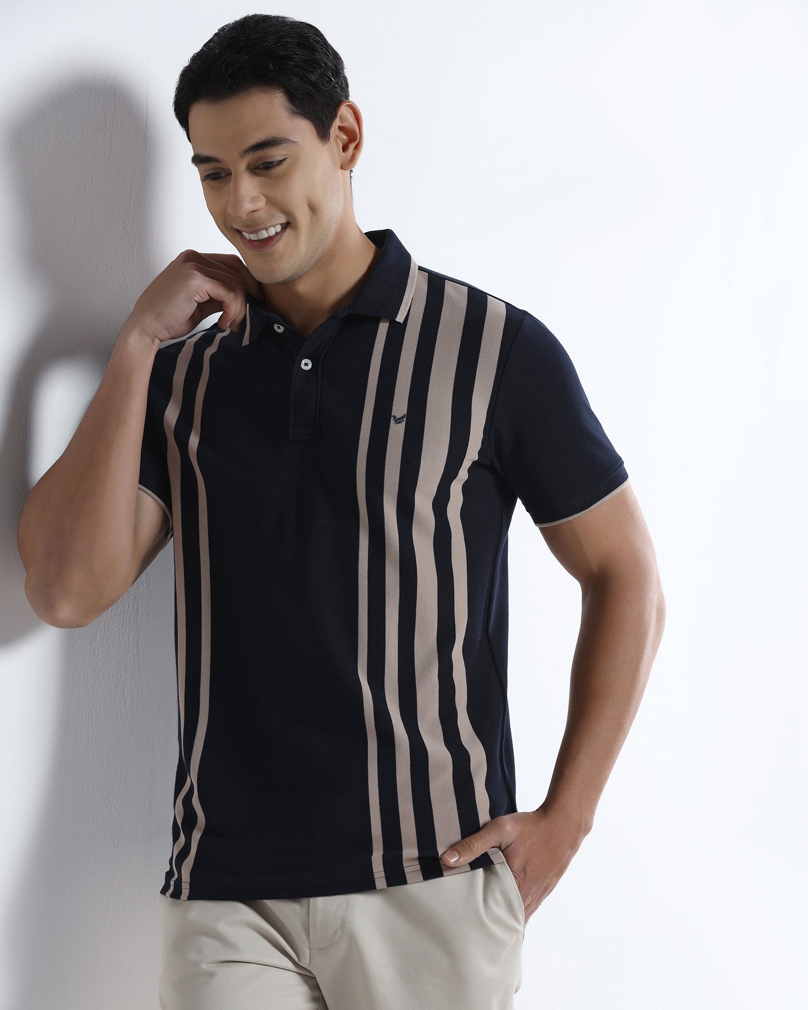 Navy Stripe Polo - Vert