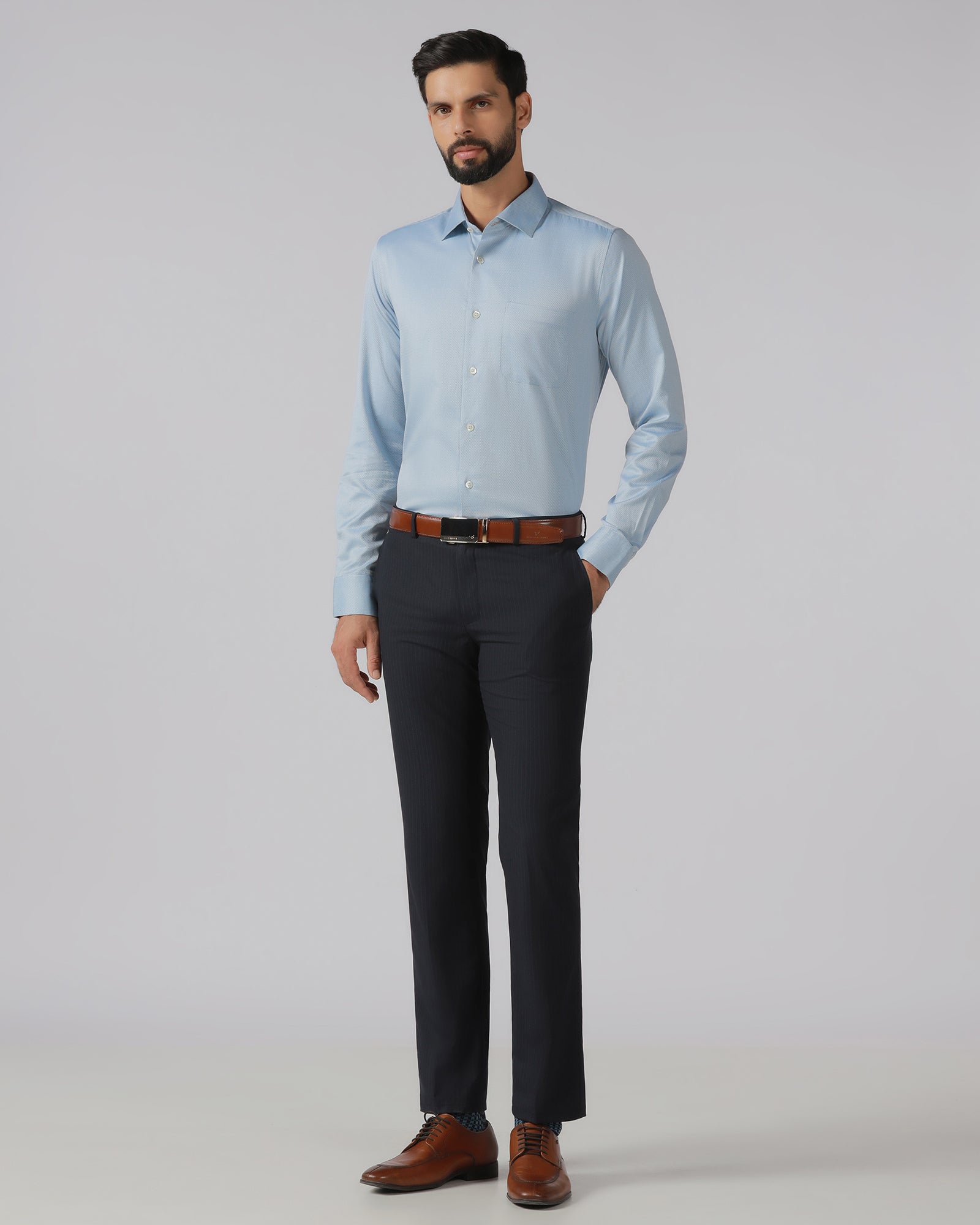 Navy Stripe Trouser - Merlot