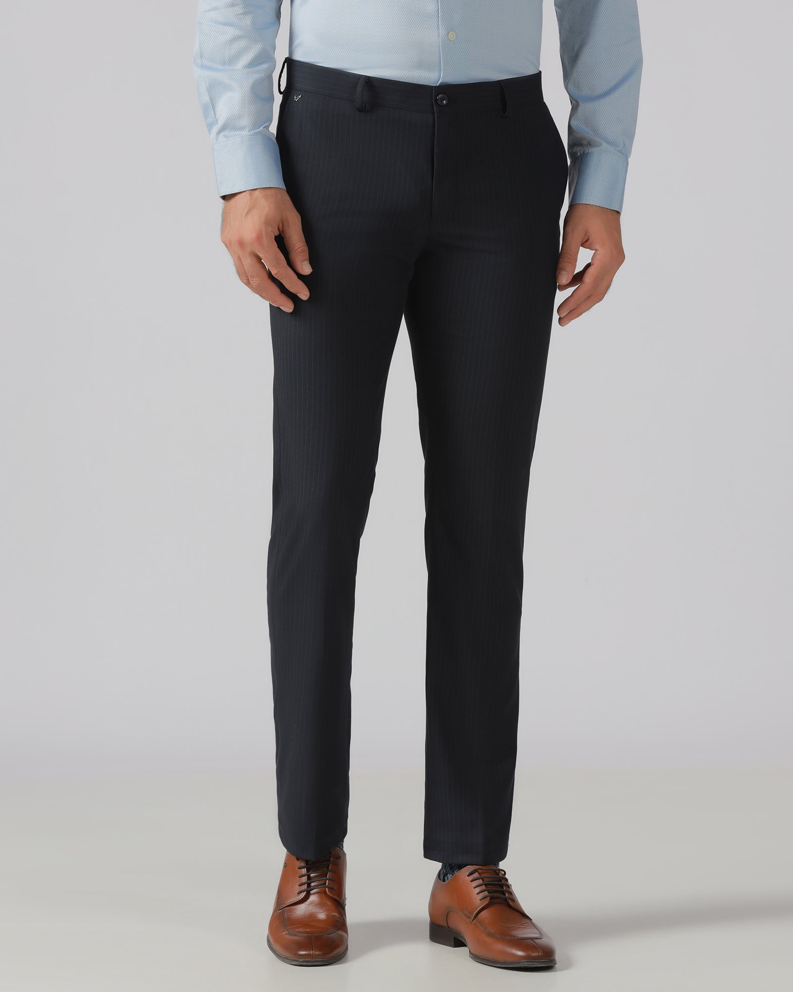 Navy Stripe Trouser - Merlot