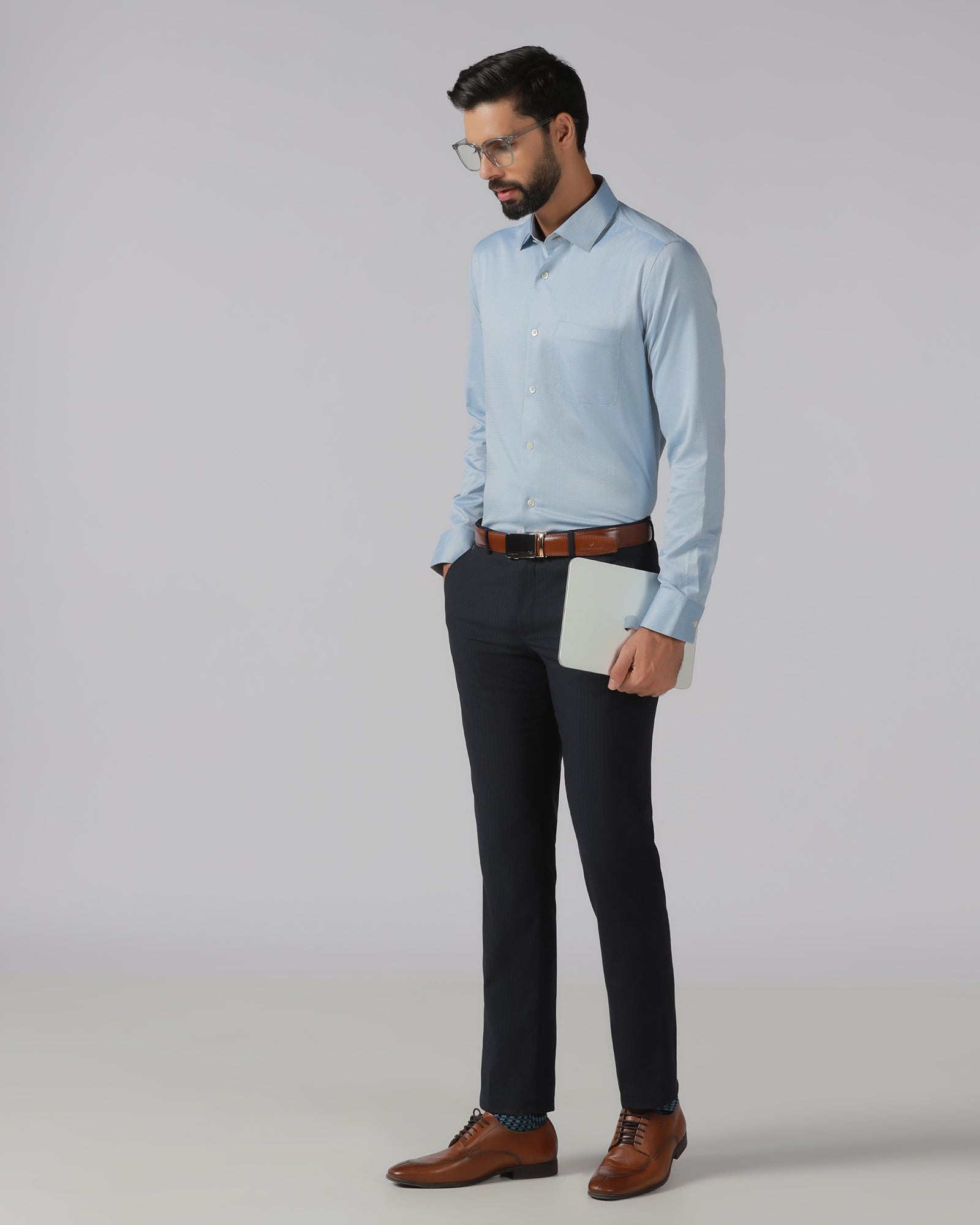 Navy Stripe Trouser - Merlot