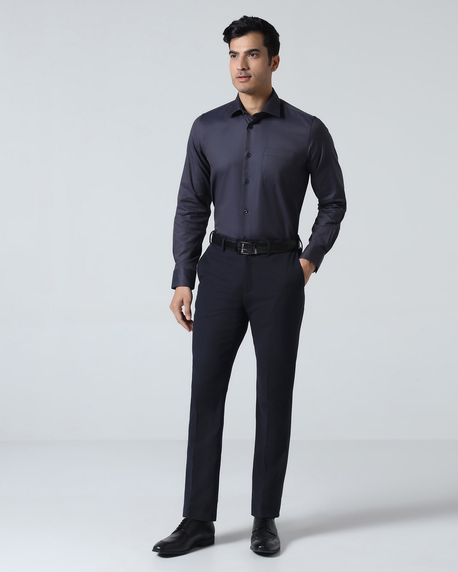 Navy Technowaist Textured Trouser - Billy