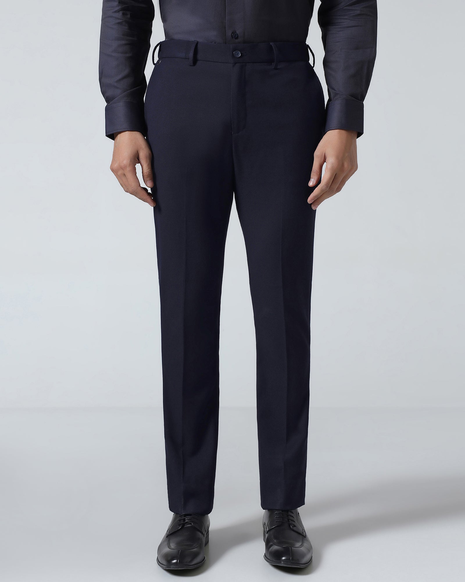 Navy Technowaist Textured Trouser - Billy