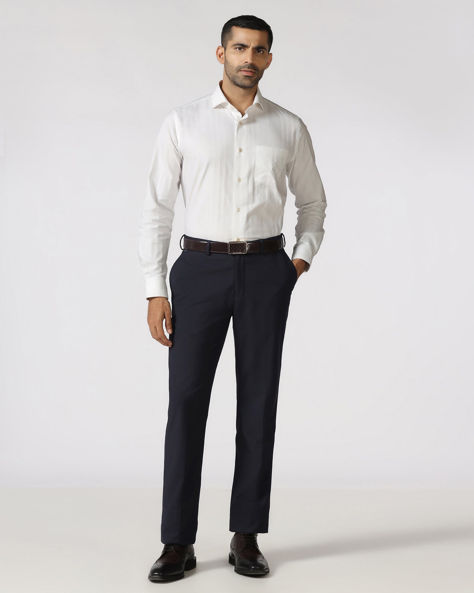 Navy Technowaist Solid Trouser - John