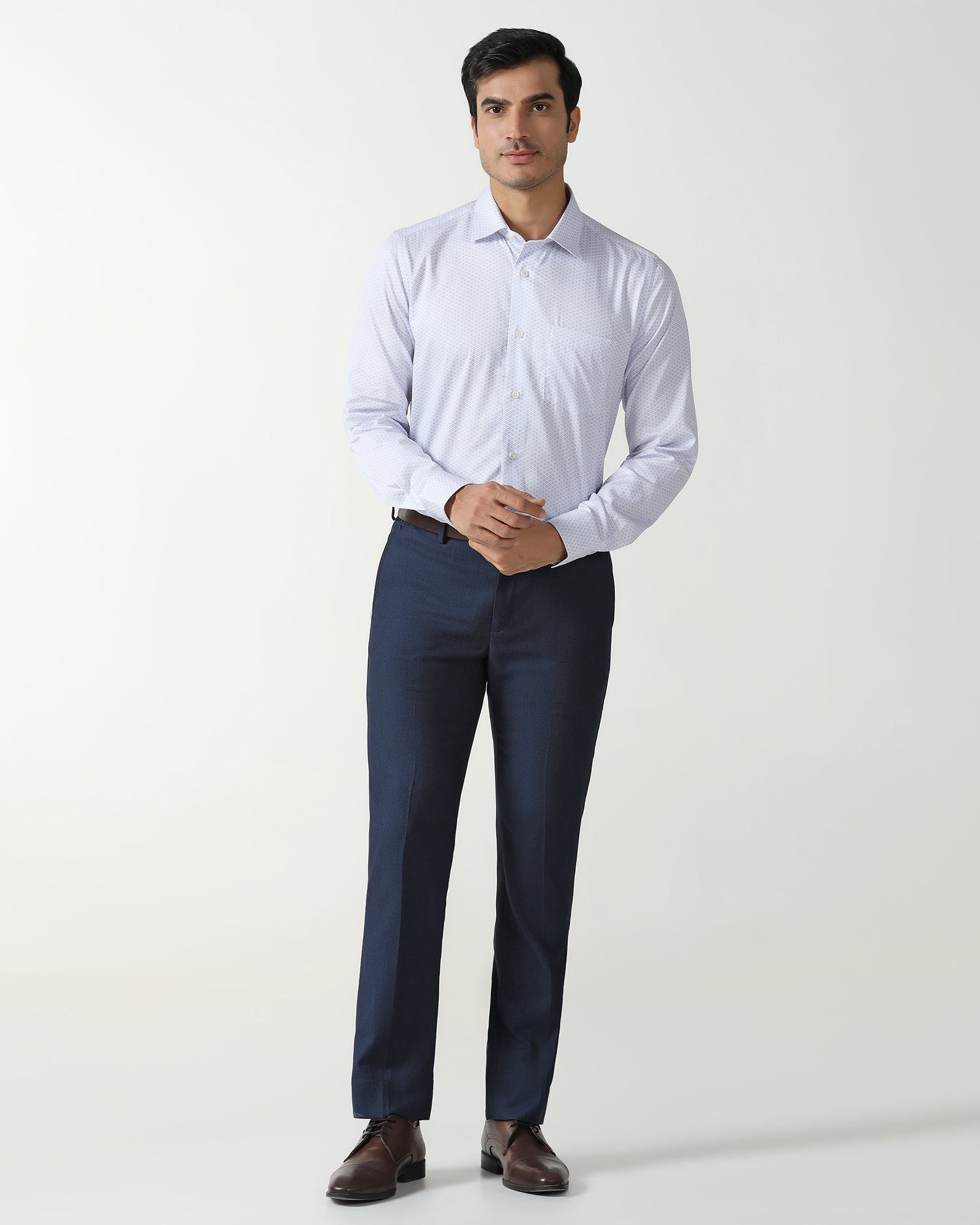 Navy Technowaist Textured Trouser - Hennessy