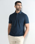 Navy TechPro Jacquard Polo - Holt