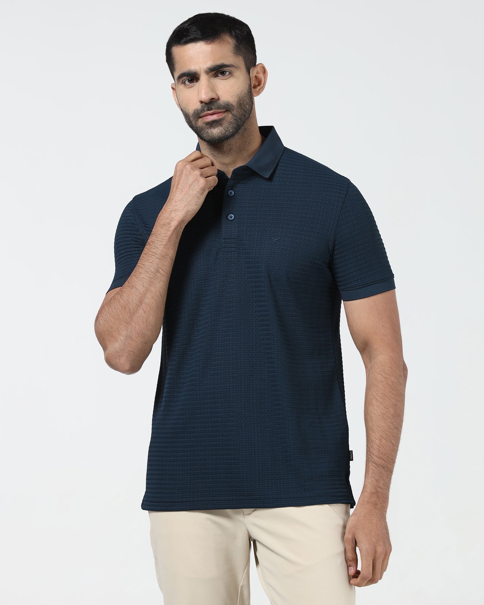 Navy TechPro Jacquard Polo - Holt