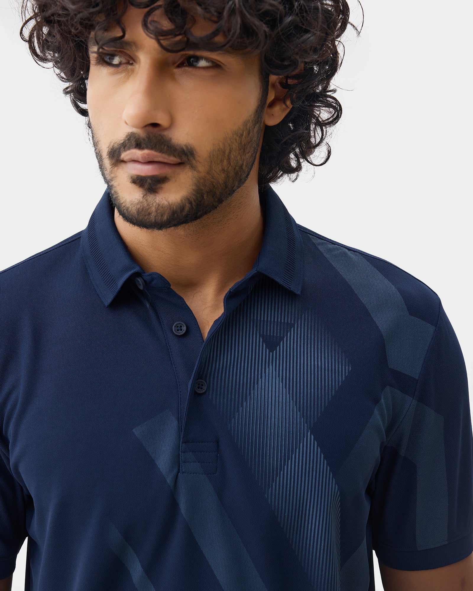 Navy TechPro Printed Polo - Himani